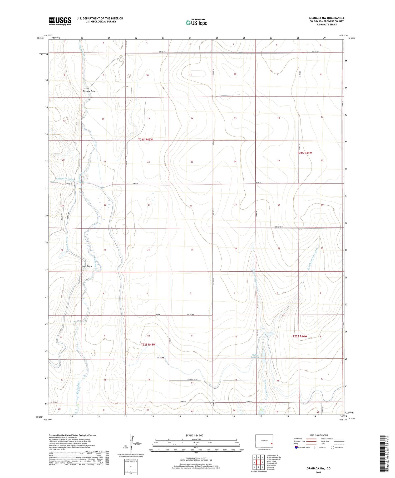 Granada NW Colorado US Topo Map Image
