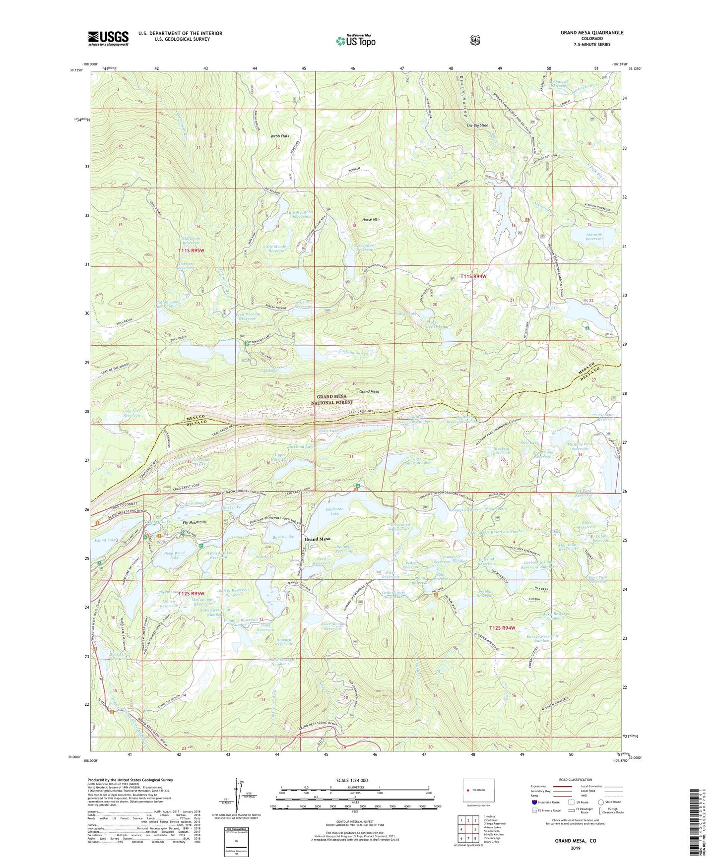 Grand Mesa Colorado US Topo Map Image