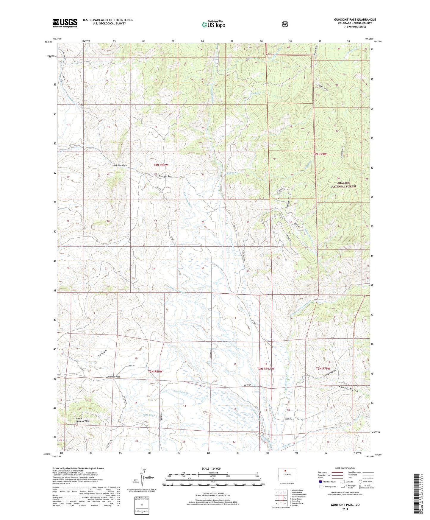 Gunsight Pass Colorado US Topo Map Image