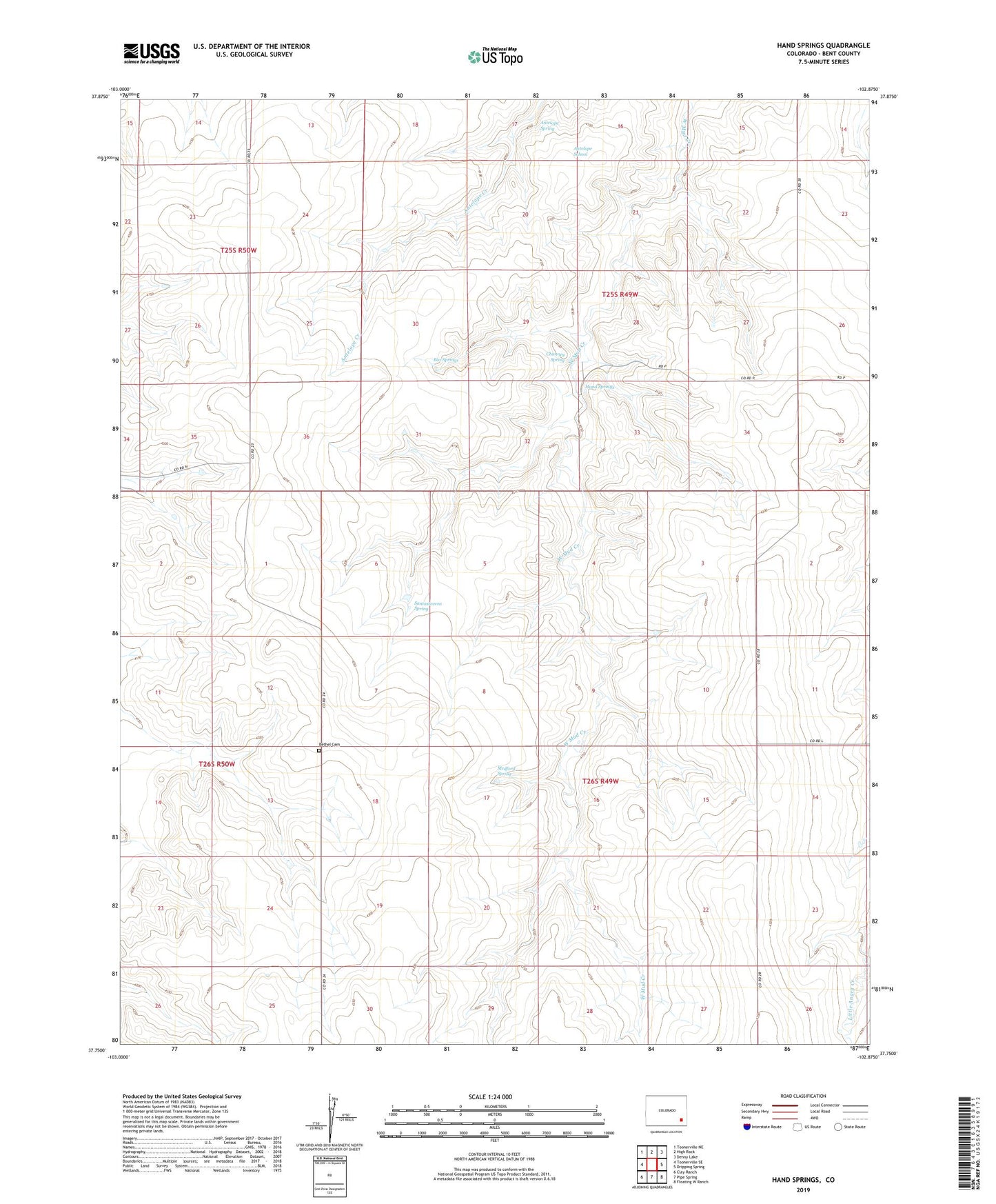 Hand Springs Colorado US Topo Map Image