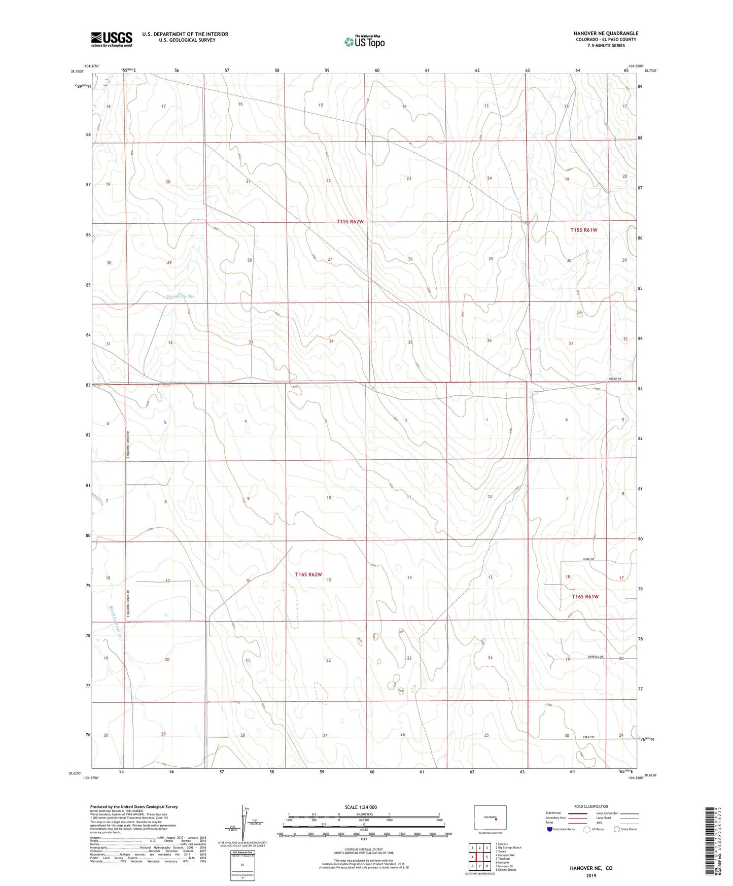 Hanover NE Colorado US Topo Map Image