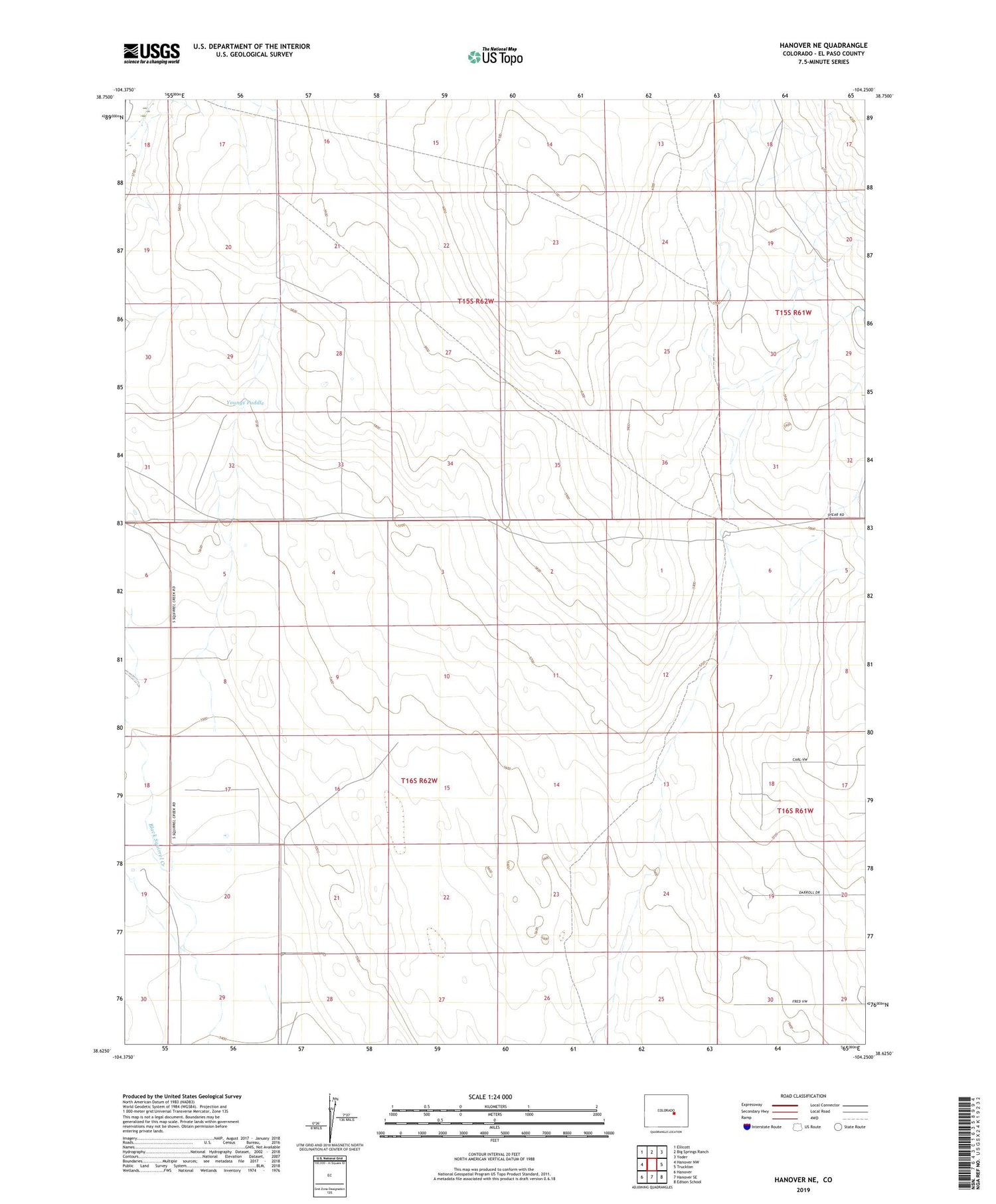 Hanover NE Colorado US Topo Map Image