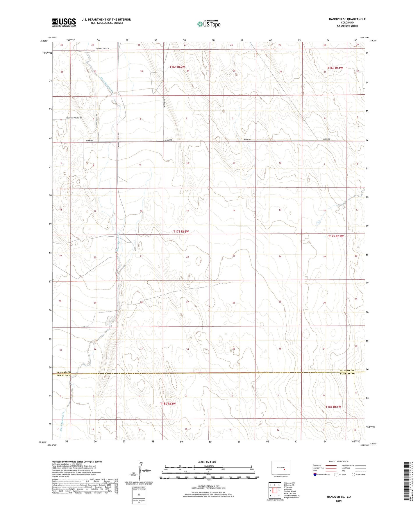 Hanover SE Colorado US Topo Map Image