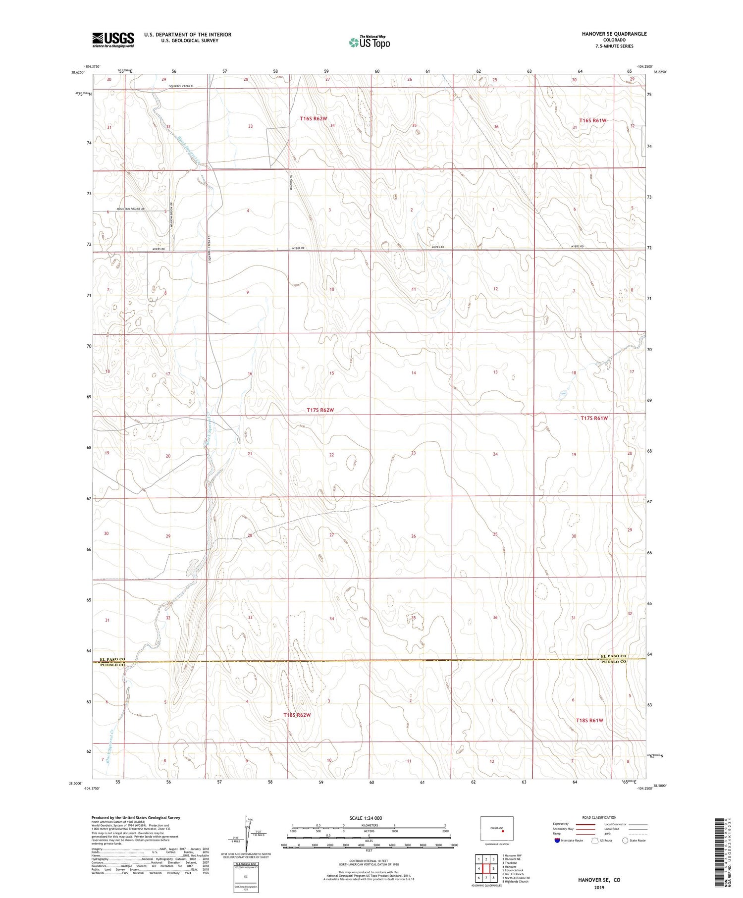 Hanover SE Colorado US Topo Map Image