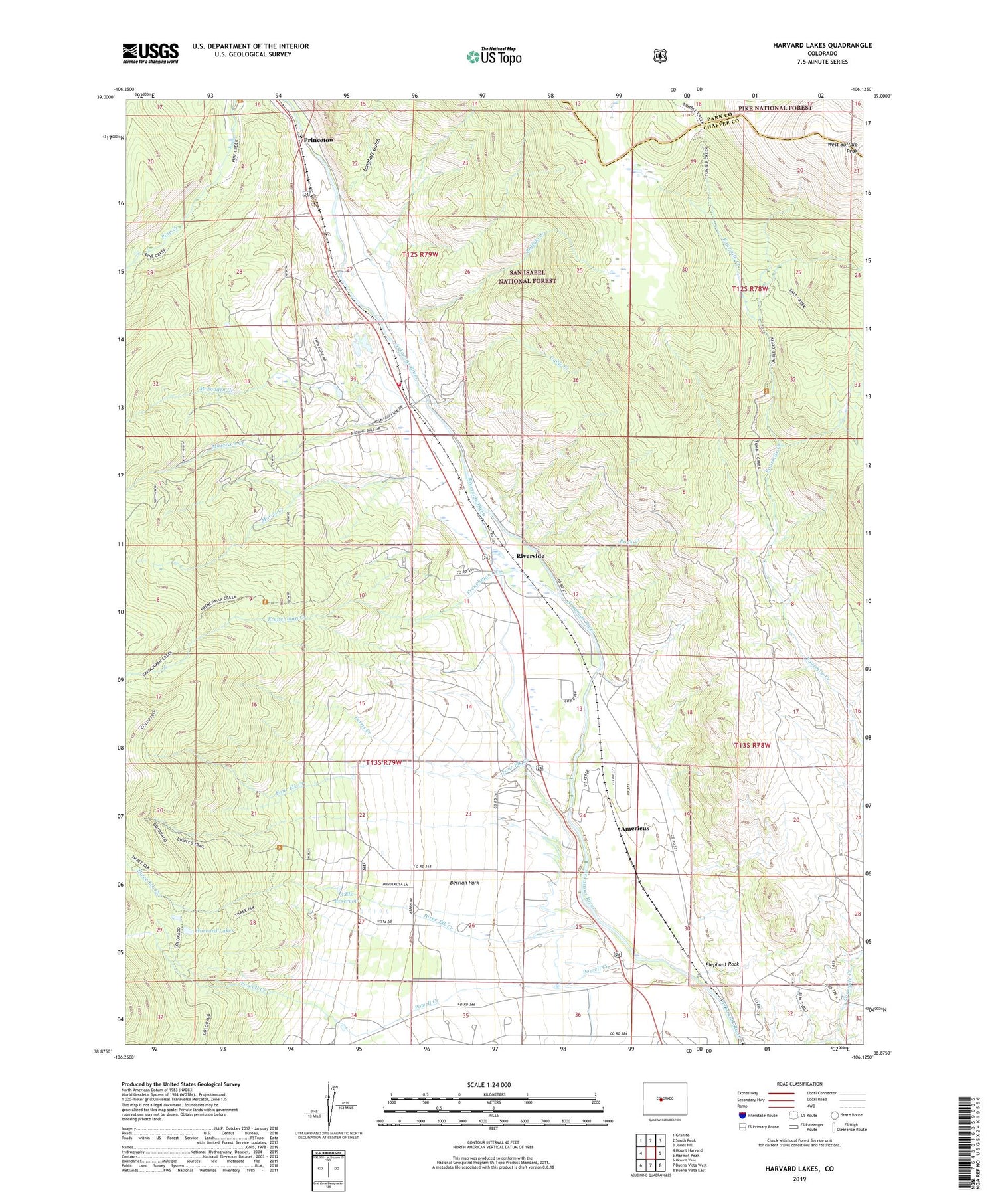 Harvard Lakes Colorado US Topo Map Image