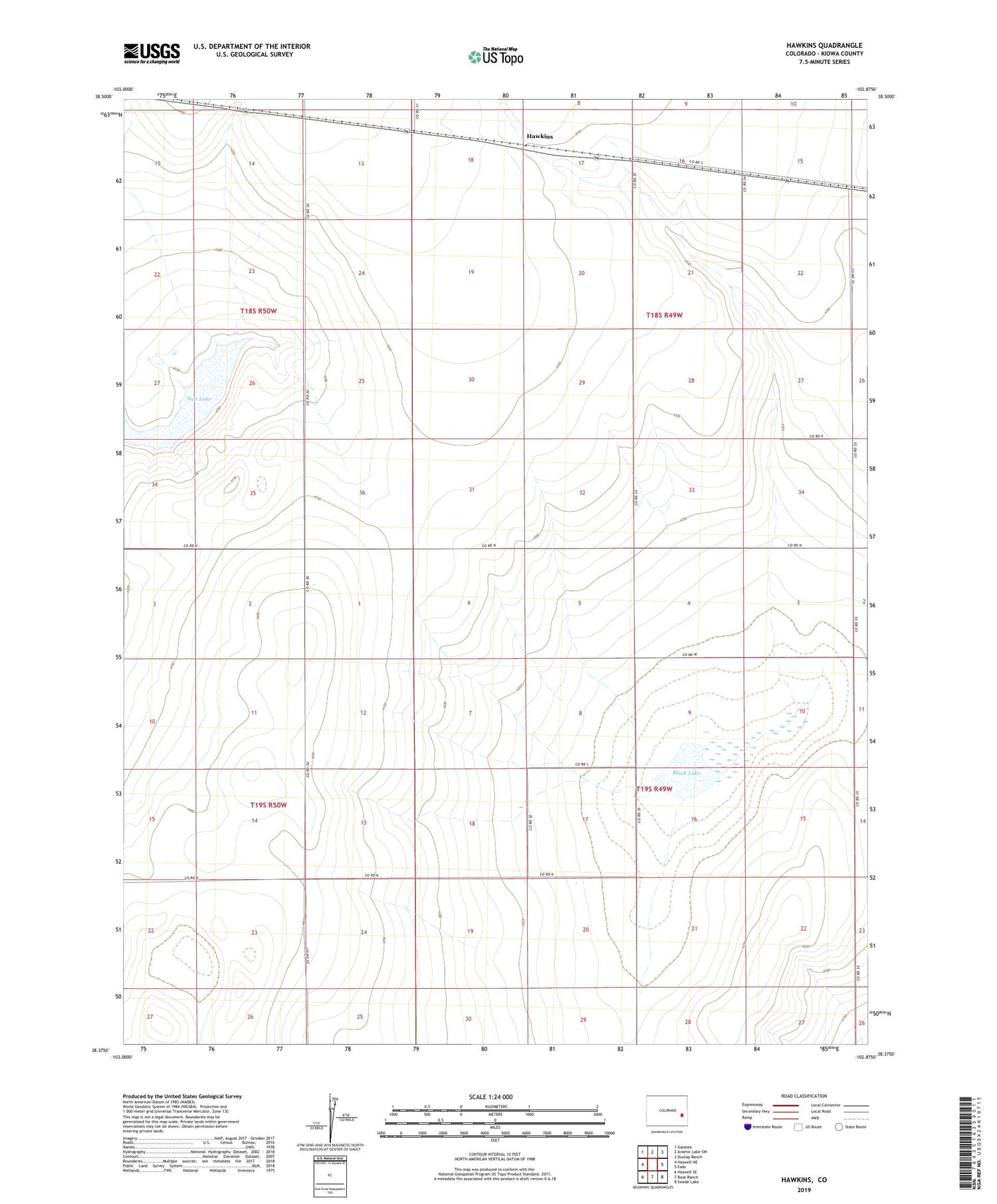 Hawkins Colorado US Topo Map Image