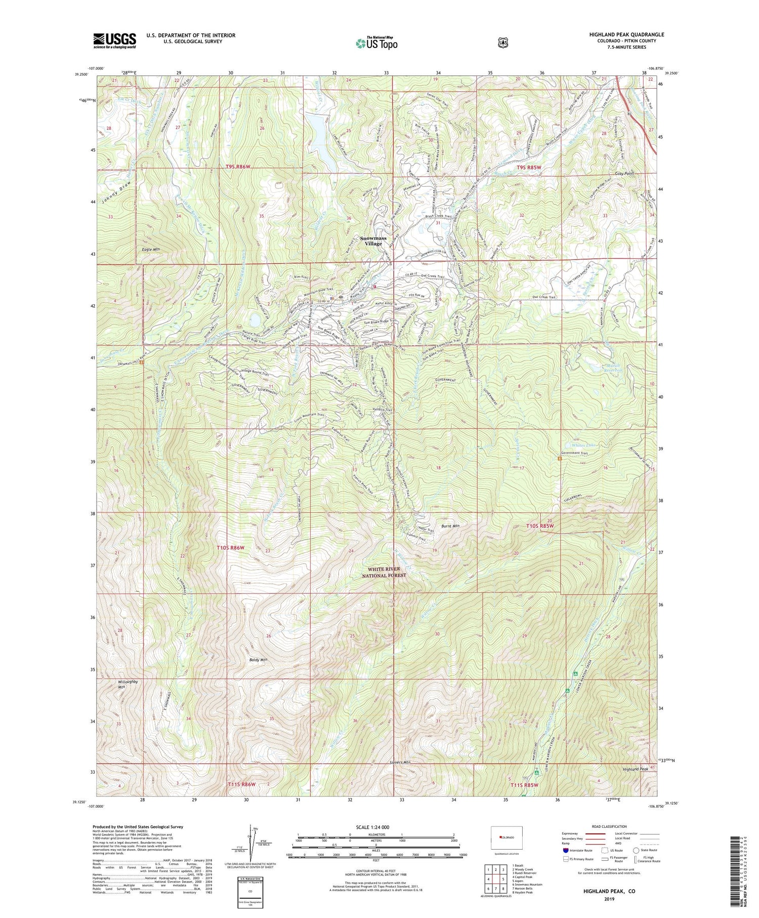 Highland Peak Colorado US Topo Map Image