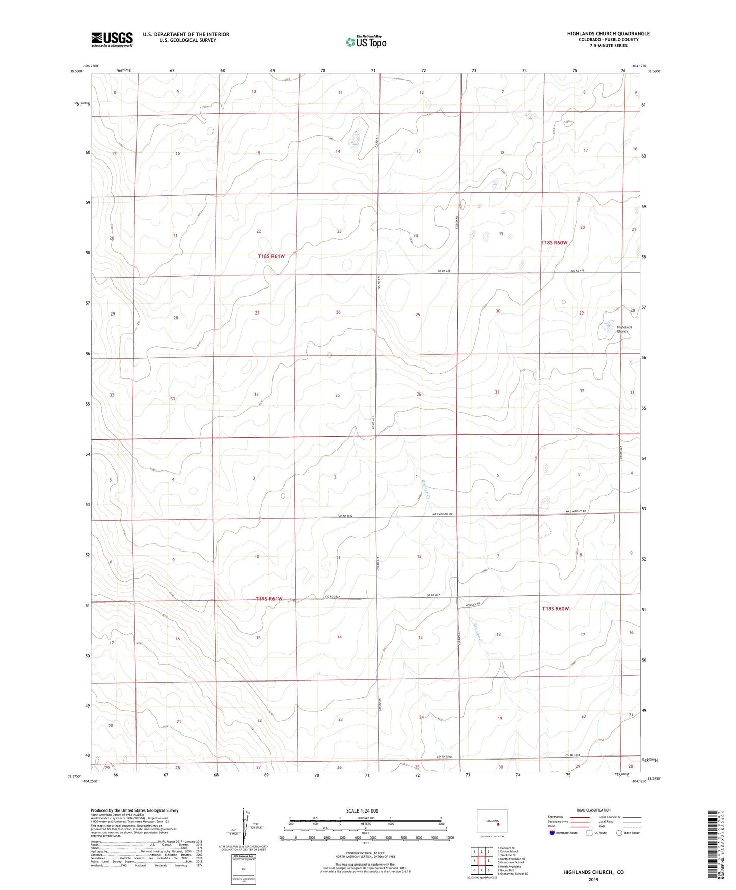 Highlands Church Colorado US Topo Map Image