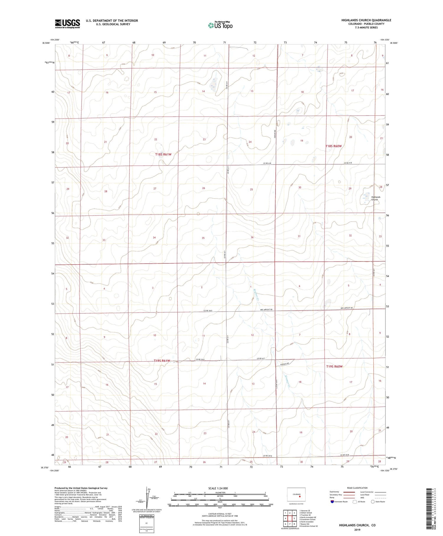 Highlands Church Colorado US Topo Map Image