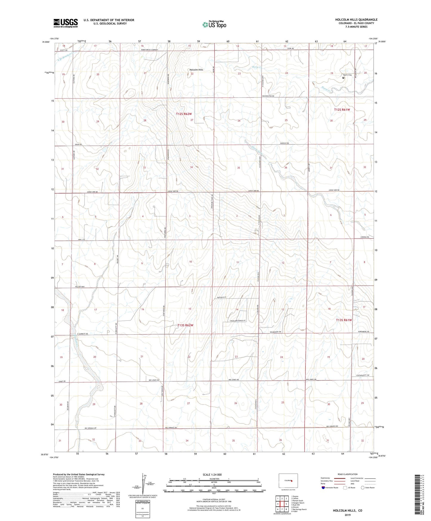 Holcolm Hills Colorado US Topo Map Image