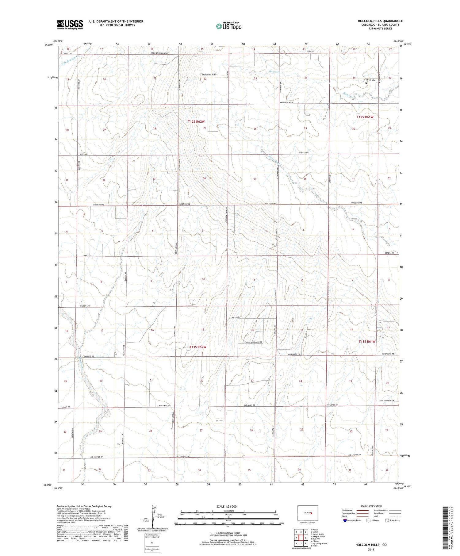 Holcolm Hills Colorado US Topo Map Image