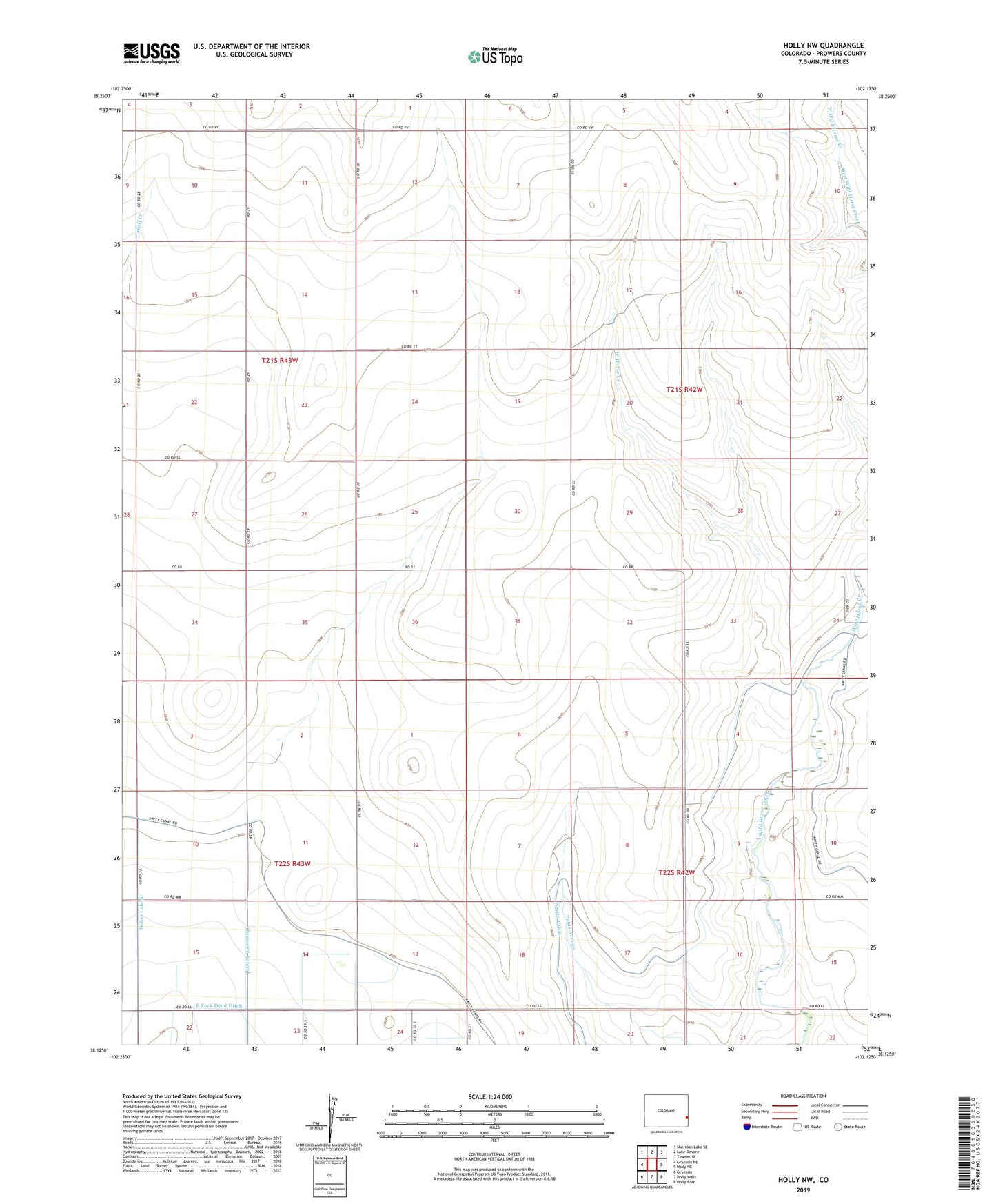 Holly NW Colorado US Topo Map Image