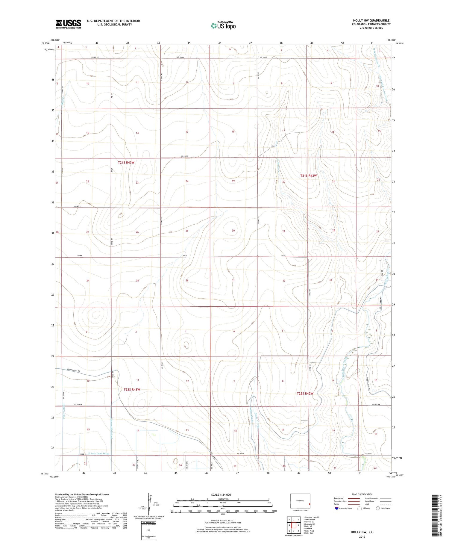 Holly NW Colorado US Topo Map Image