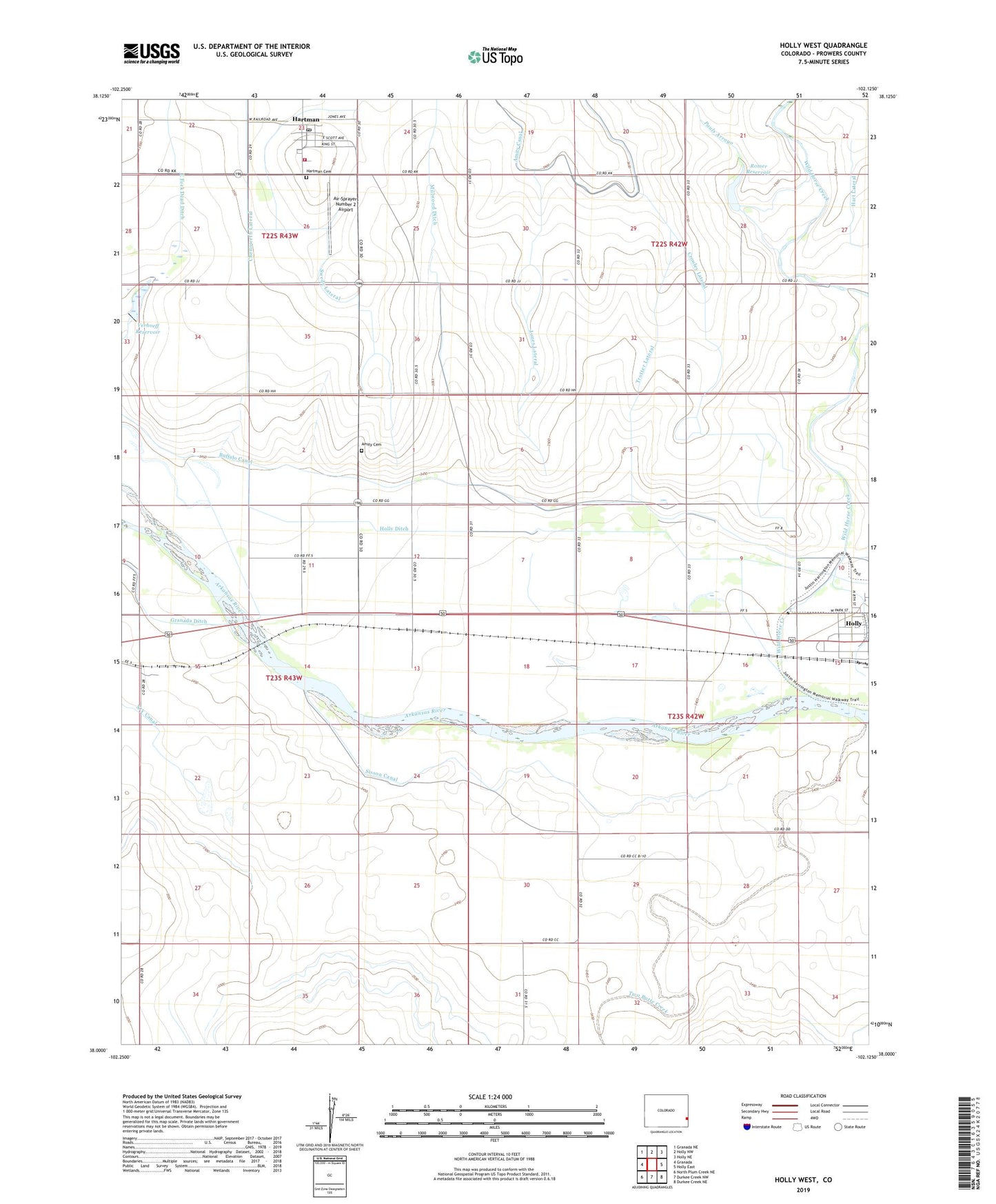 Holly West Colorado US Topo Map Image