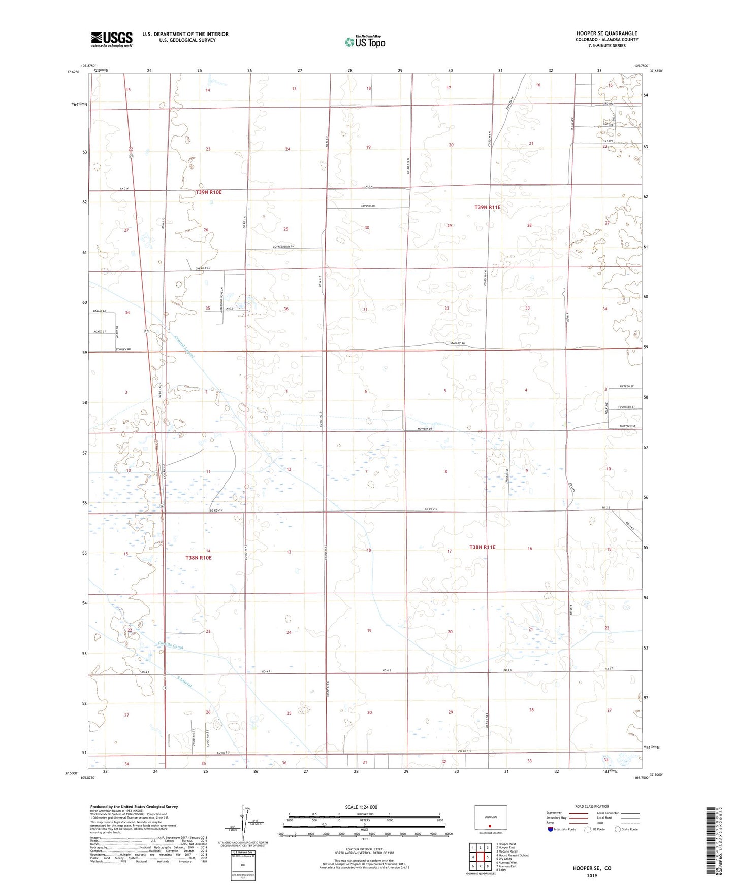 Hooper SE Colorado US Topo Map Image
