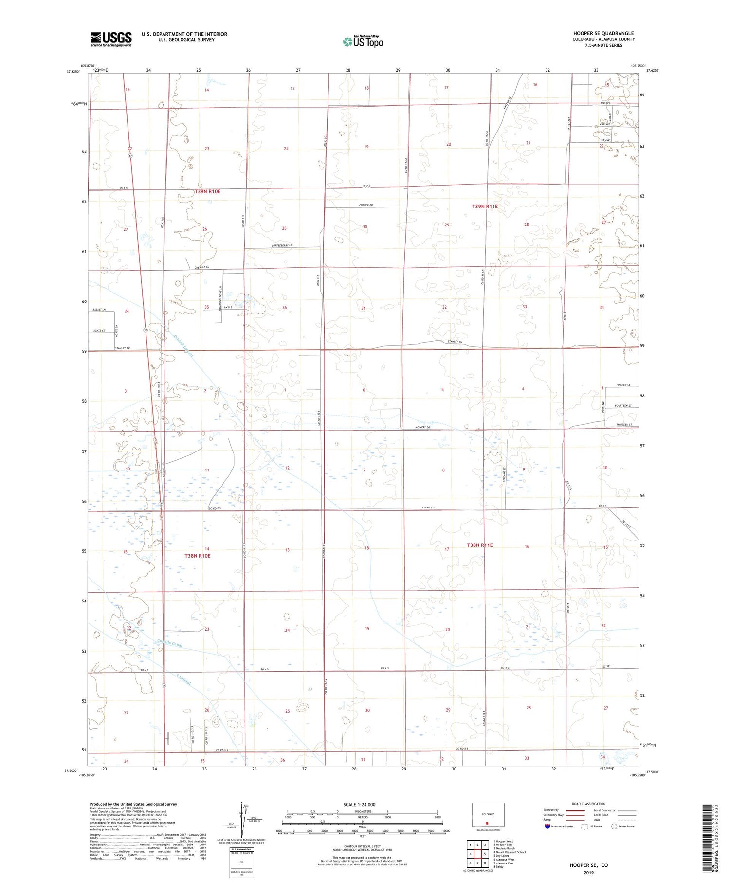 Hooper SE Colorado US Topo Map Image