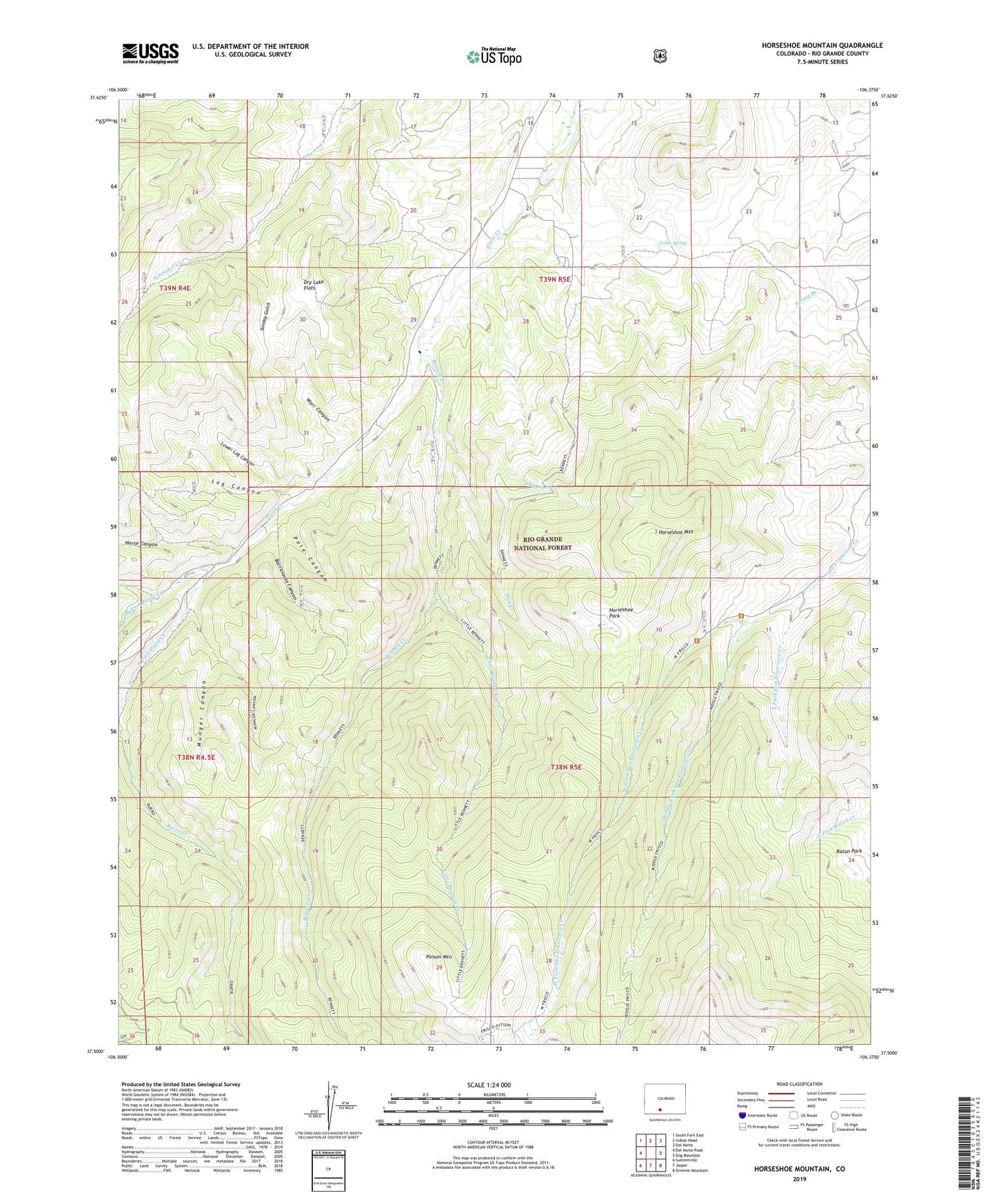 Horseshoe Mountain Colorado US Topo Map Image