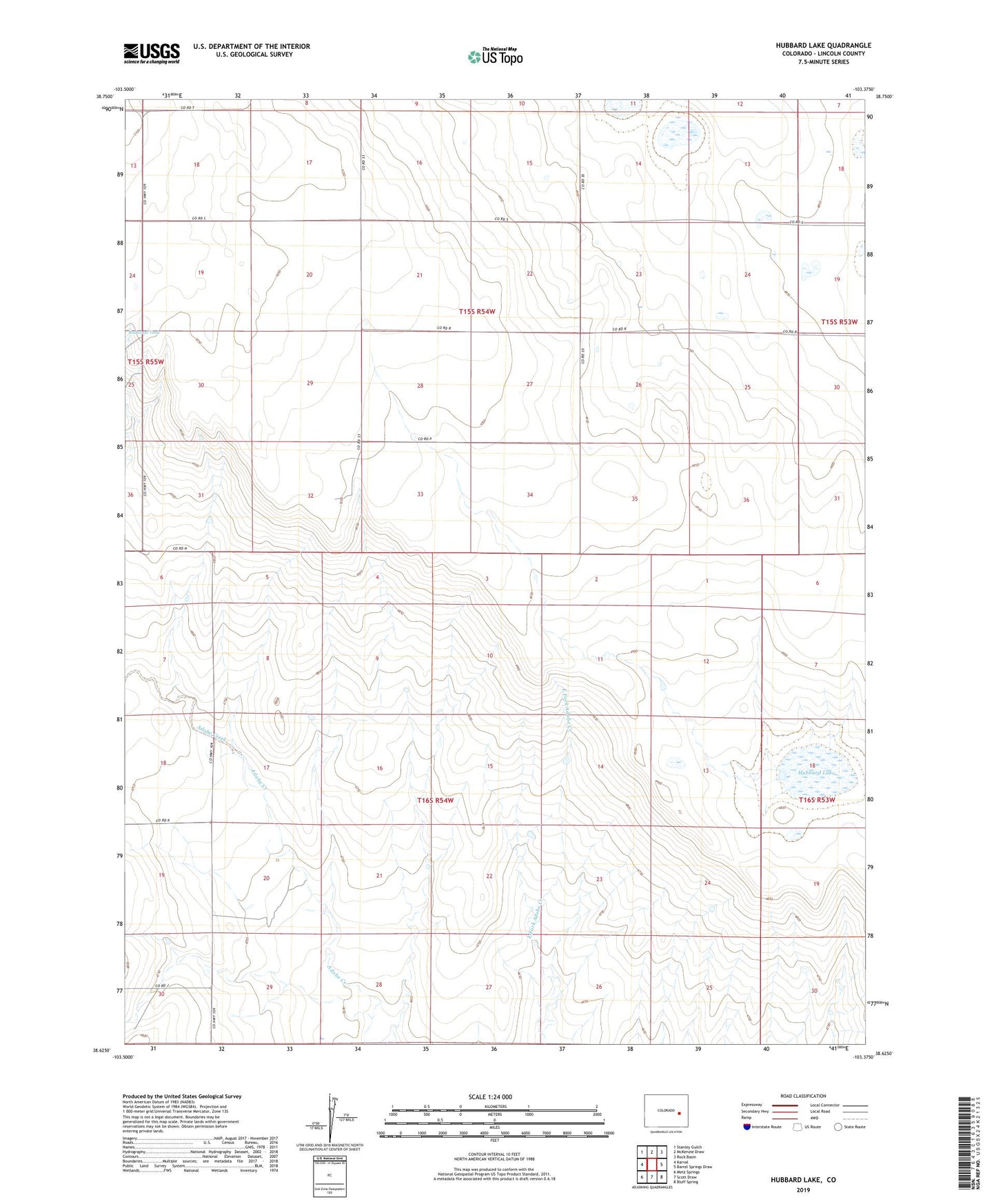 Hubbard Lake Colorado US Topo Map Image