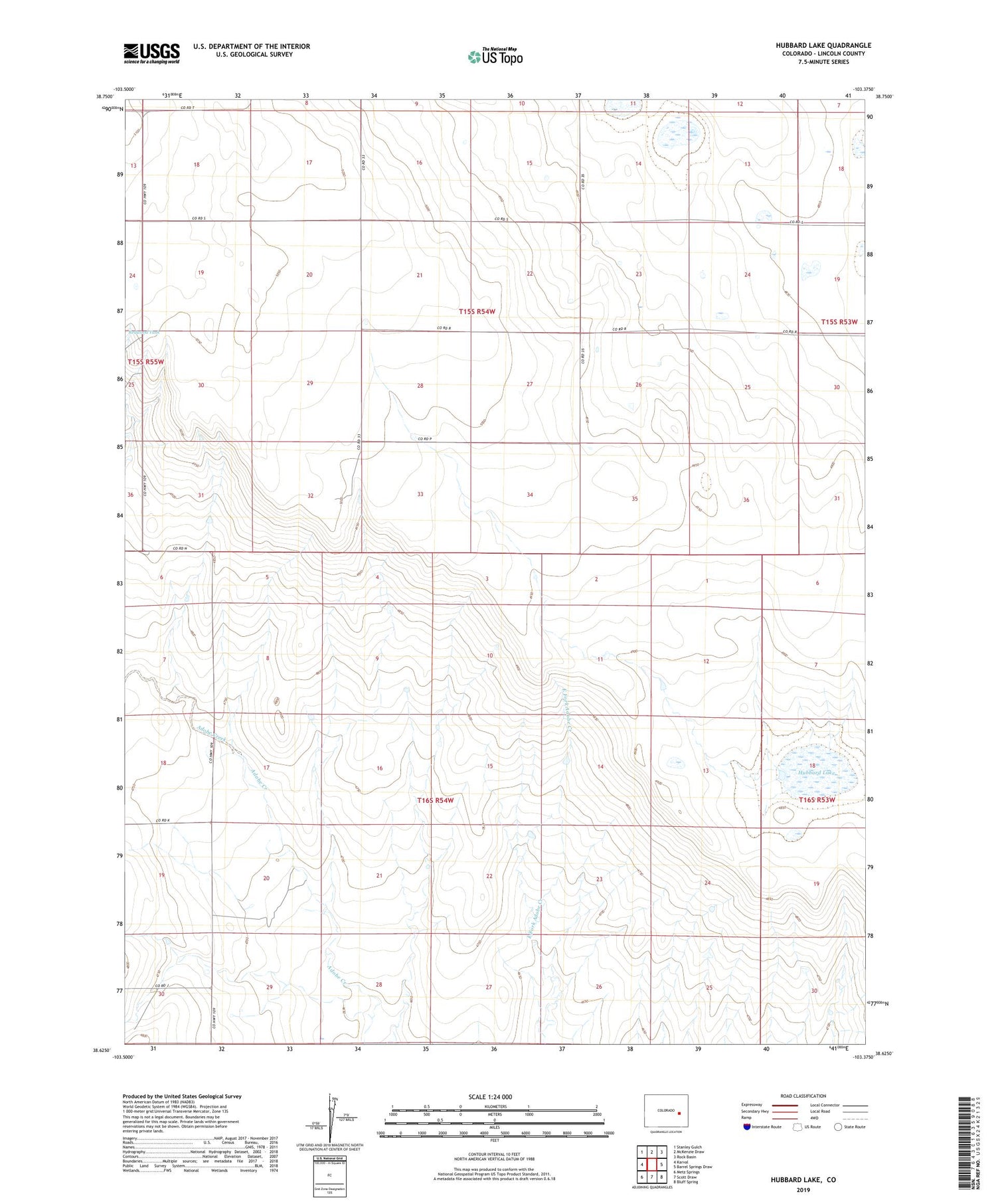 Hubbard Lake Colorado US Topo Map Image