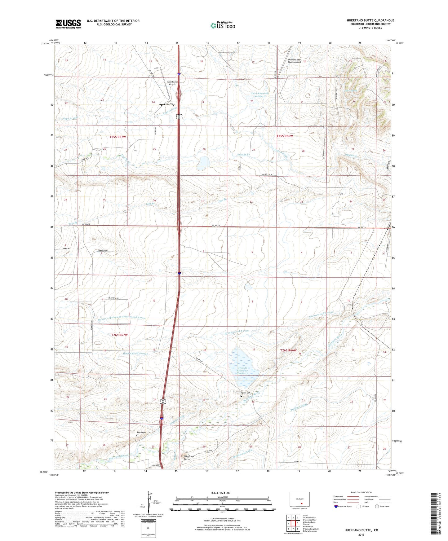 Huerfano Butte Colorado US Topo Map Image