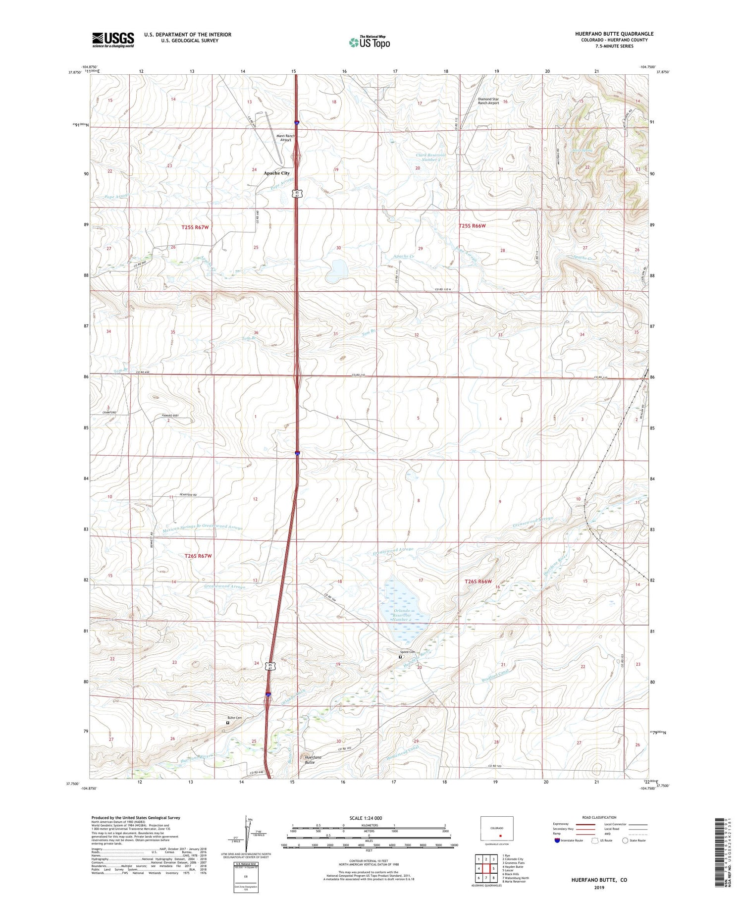 Huerfano Butte Colorado US Topo Map Image