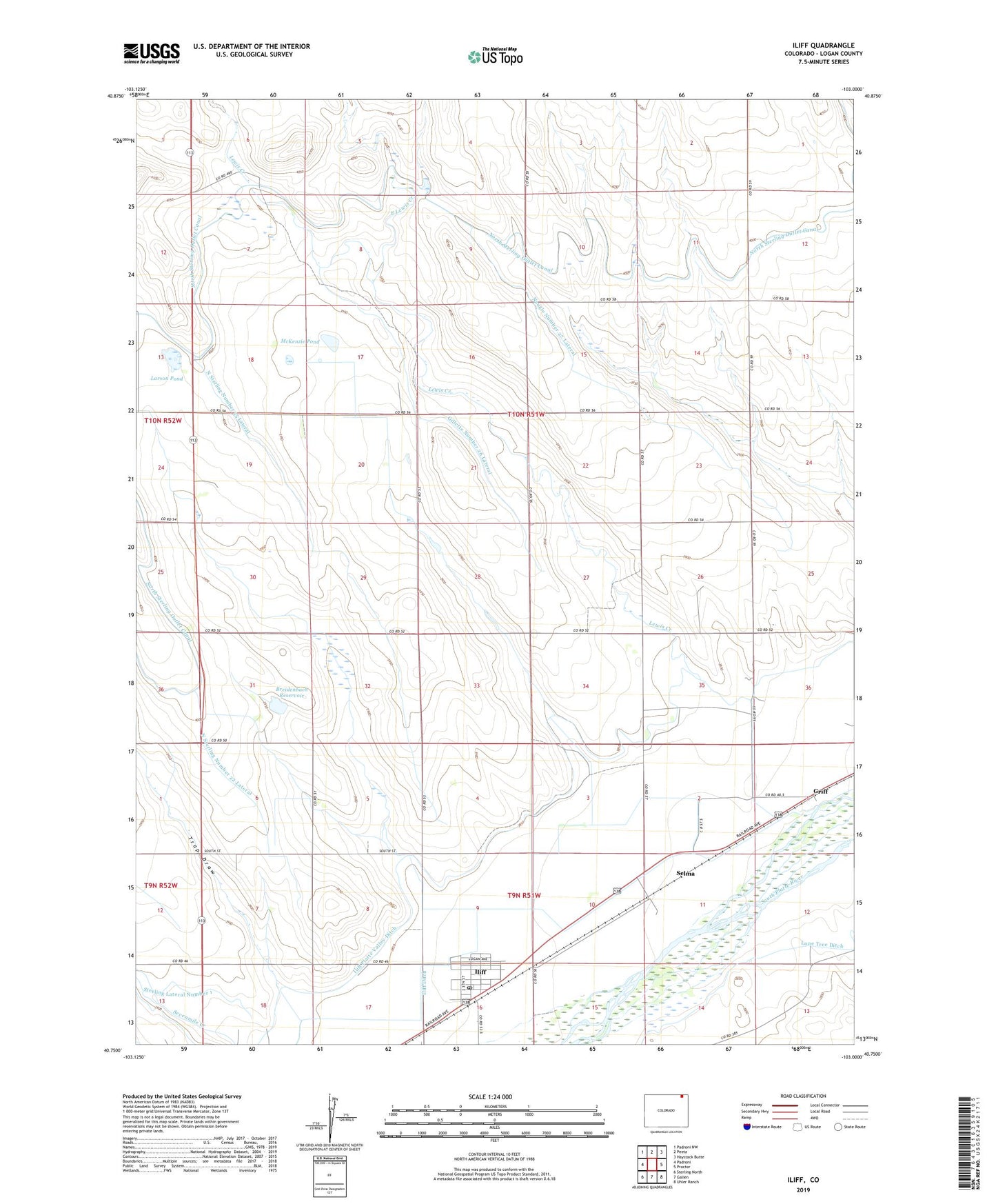 Iliff Colorado US Topo Map Image