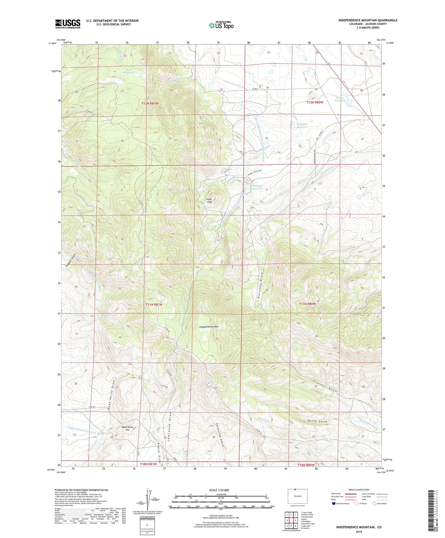 Independence Mountain Colorado US Topo Map Image