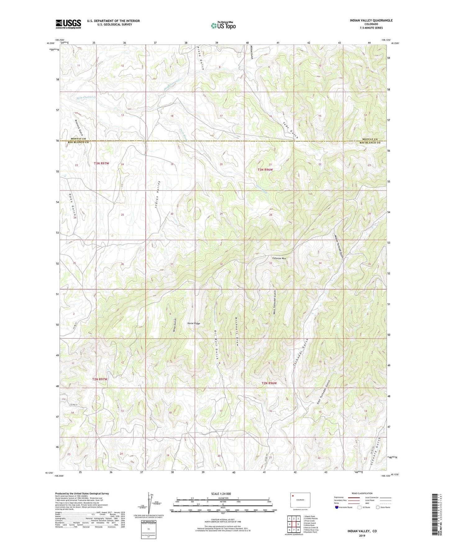 Indian Valley Colorado US Topo Map Image