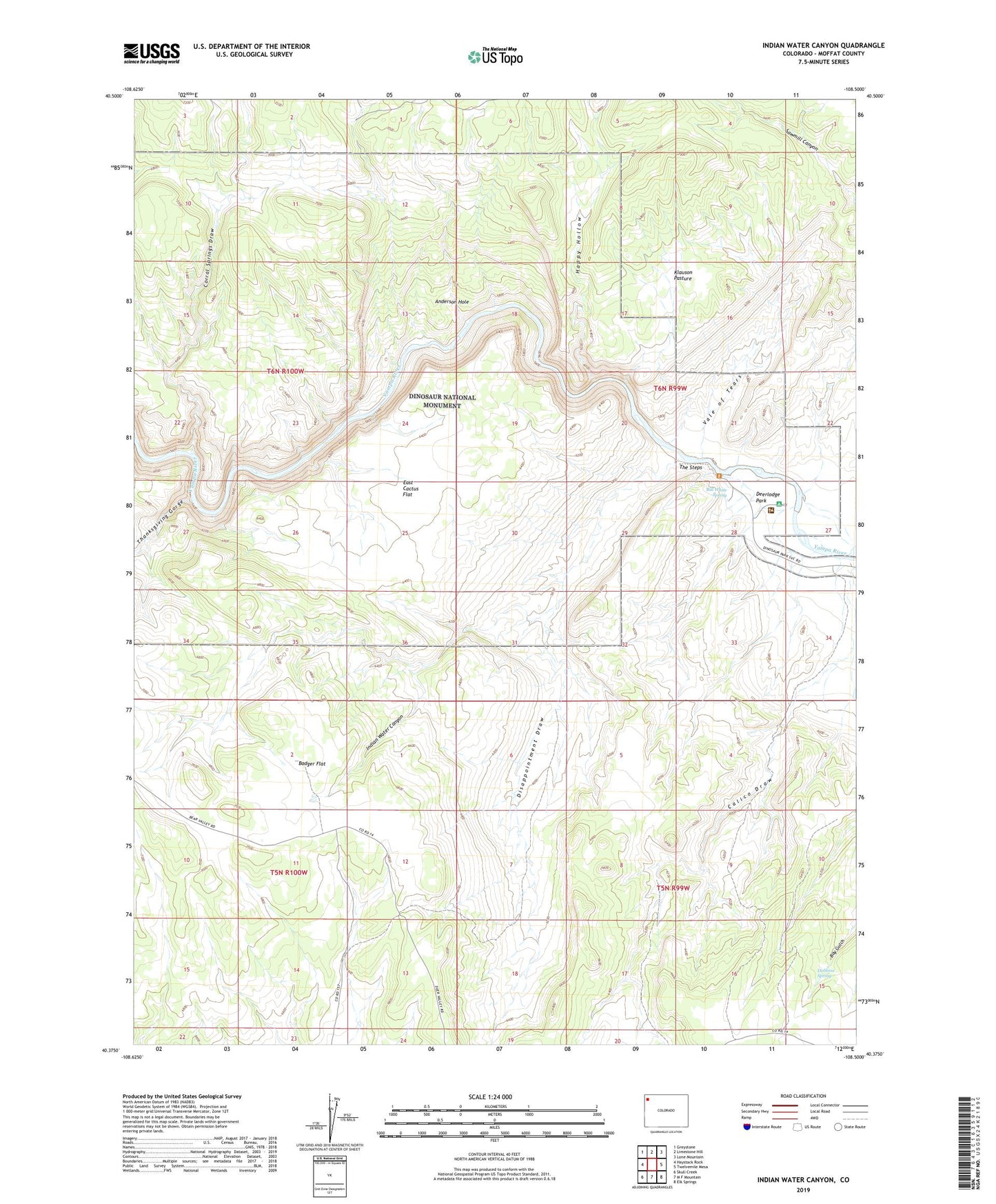Indian Water Canyon Colorado US Topo Map Image