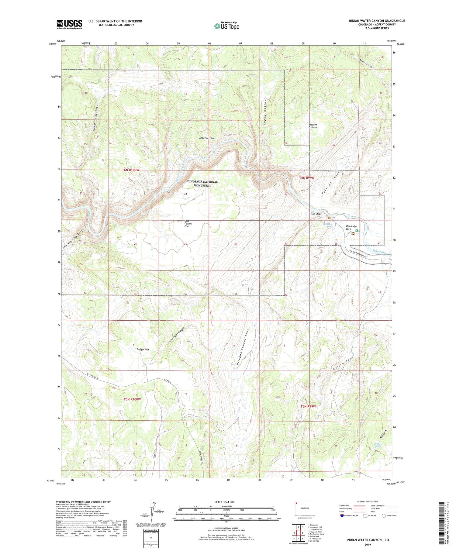 Indian Water Canyon Colorado US Topo Map Image