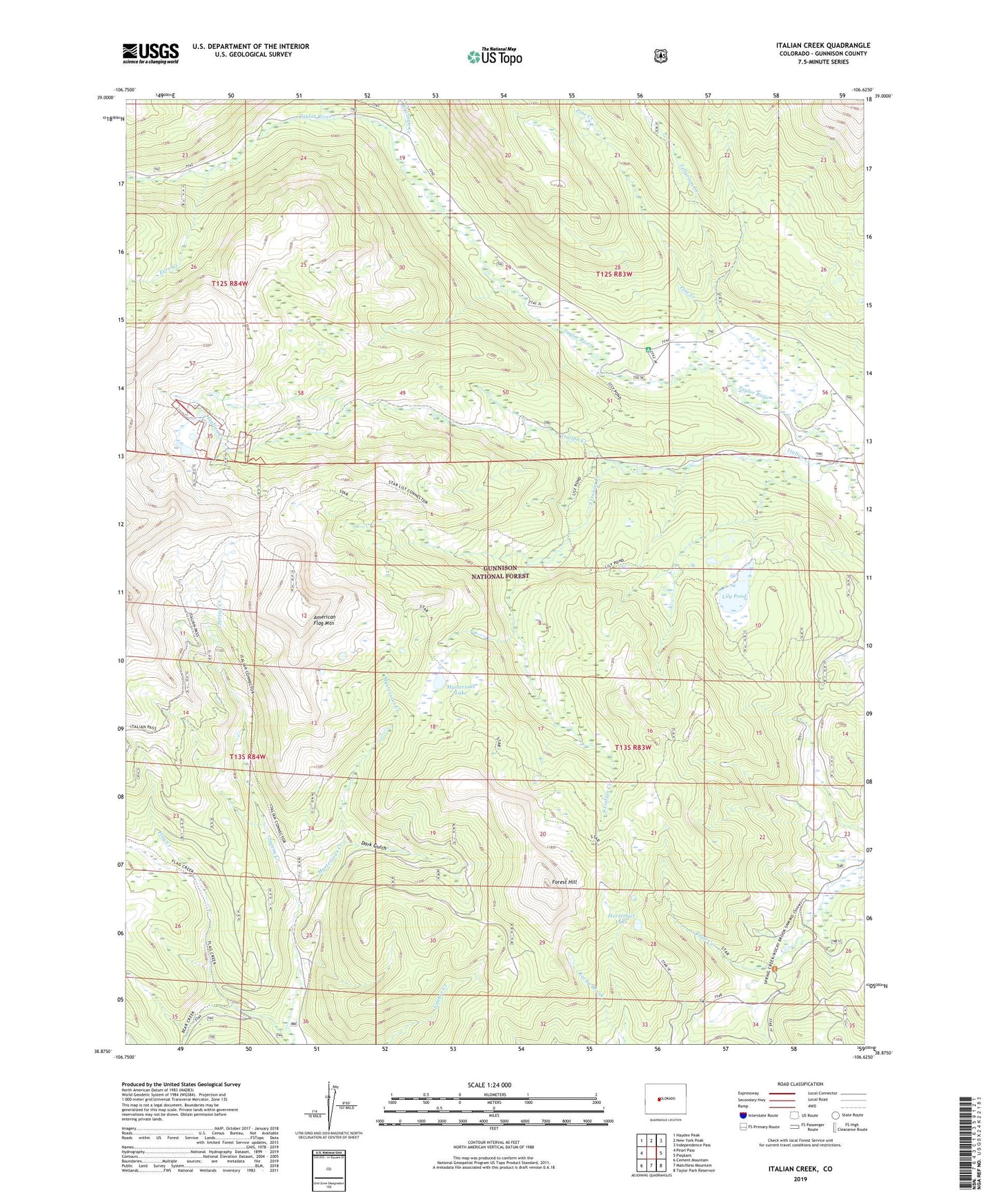 Italian Creek Colorado US Topo Map Image