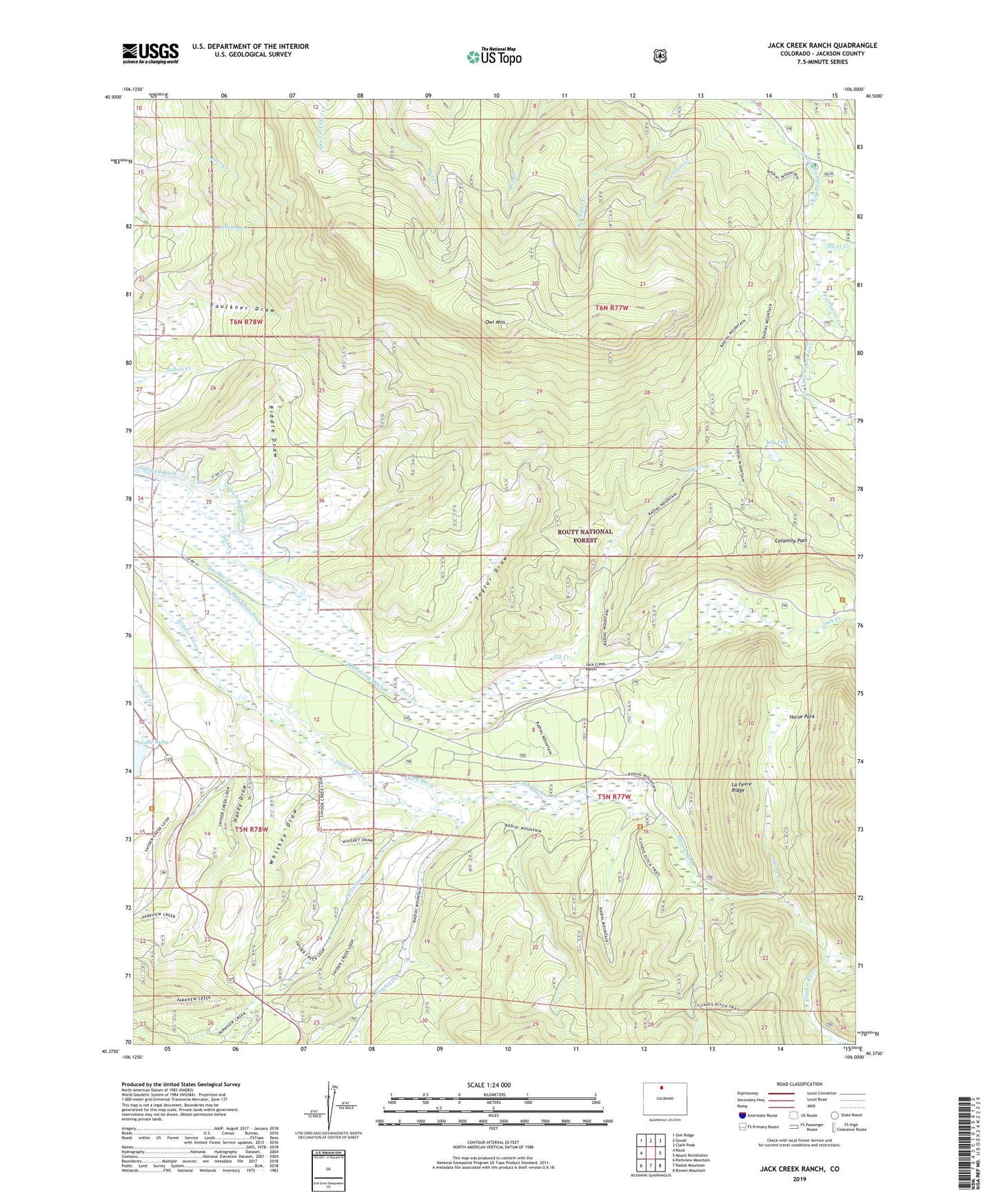 Jack Creek Ranch Colorado US Topo Map Image
