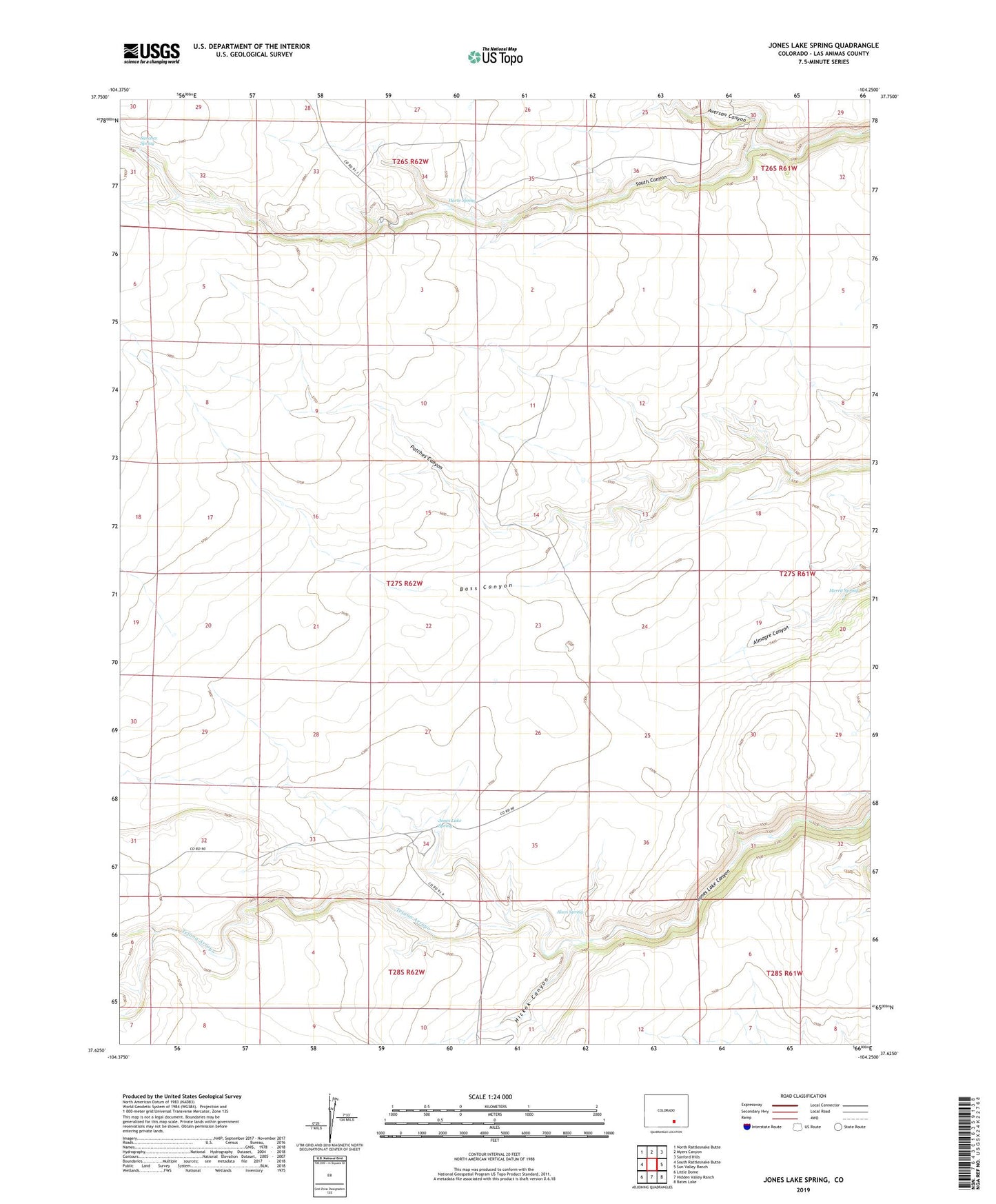 Jones Lake Spring Colorado US Topo Map Image