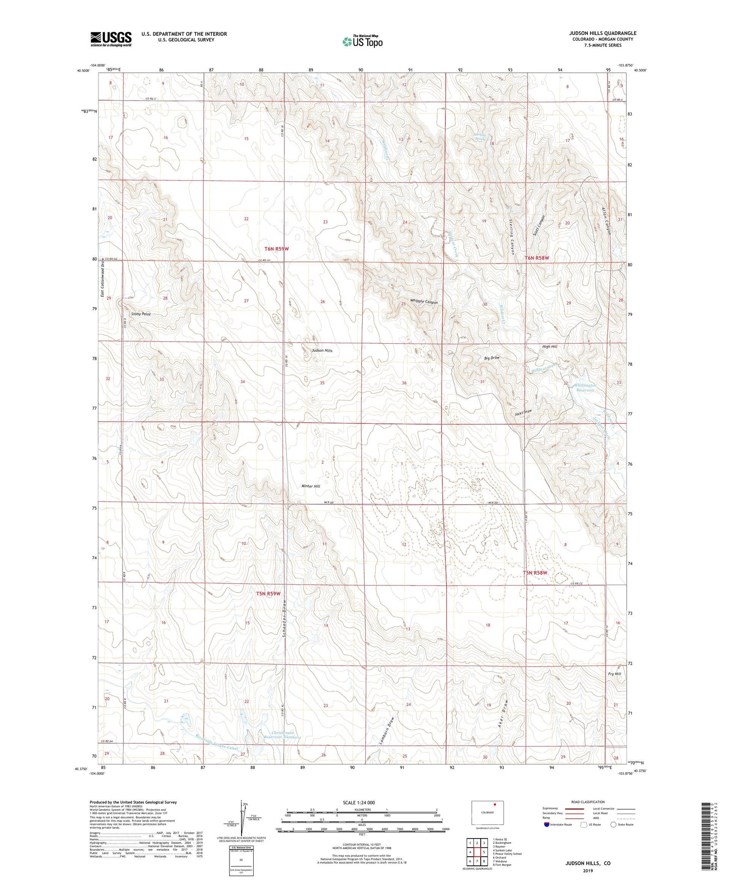 Judson Hills Colorado US Topo Map Image