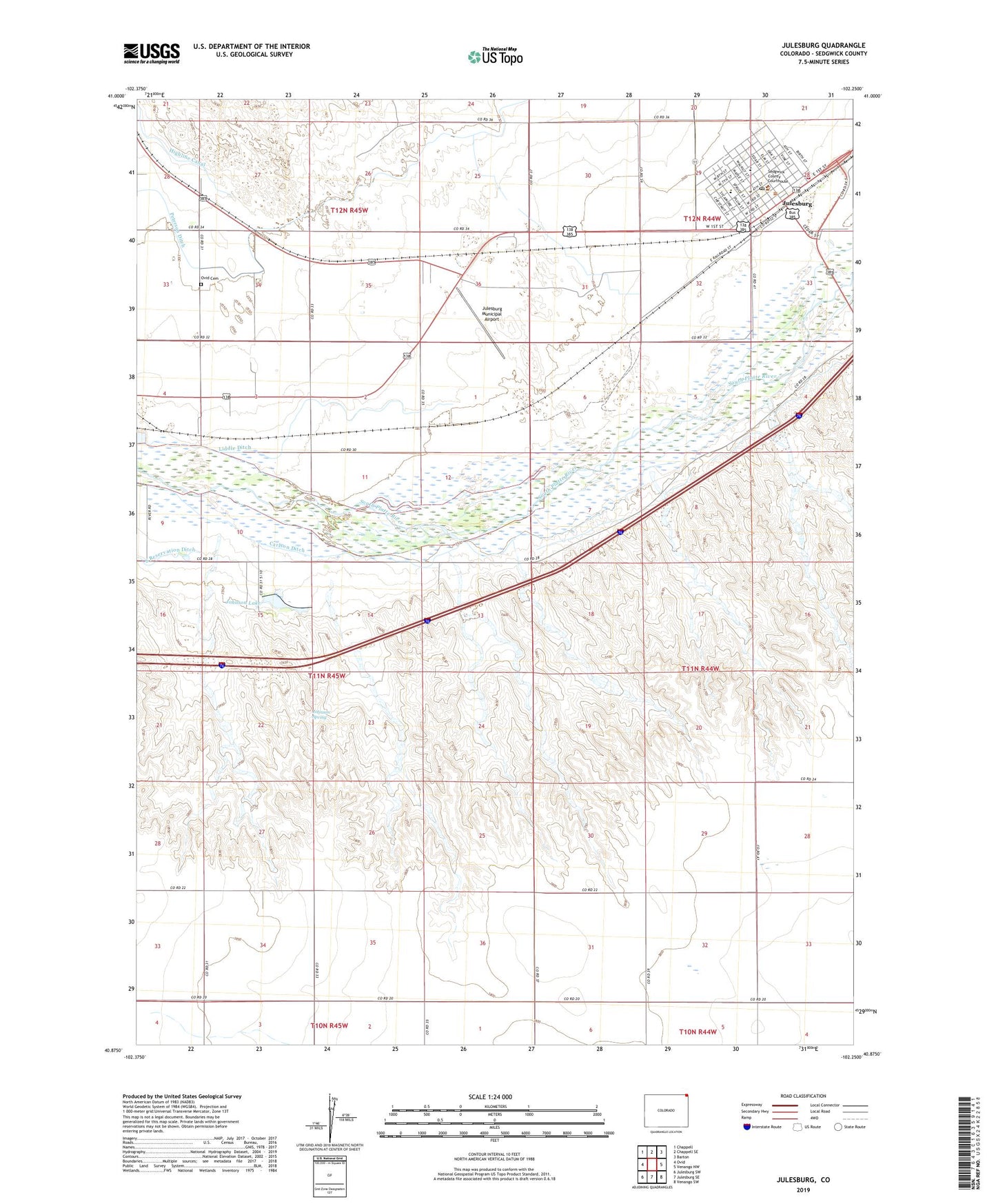 Julesburg Colorado US Topo Map Image