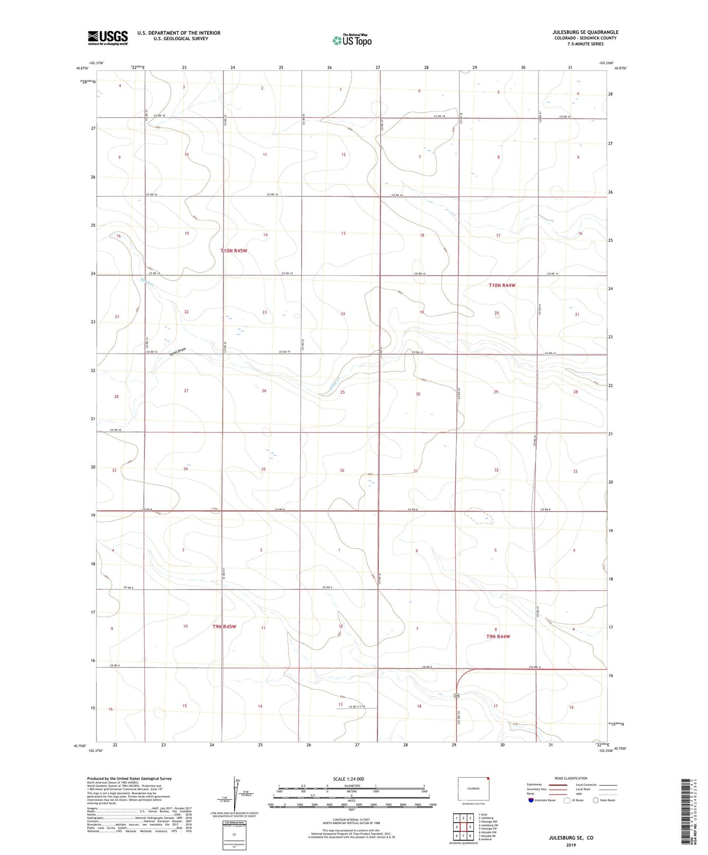 Julesburg SE Colorado US Topo Map Image