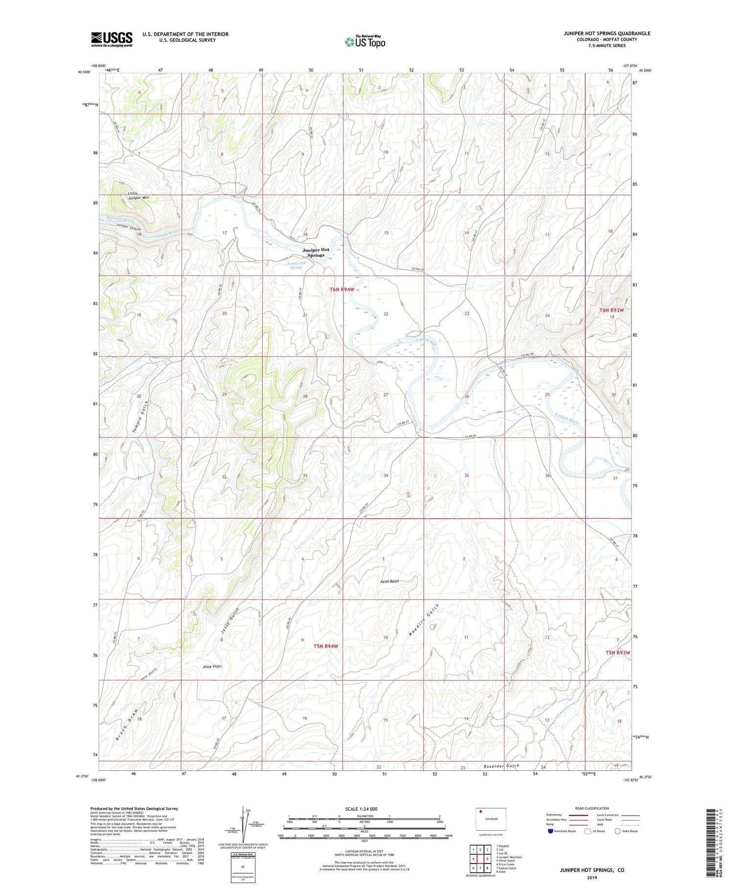 Juniper Hot Springs Colorado US Topo Map Image