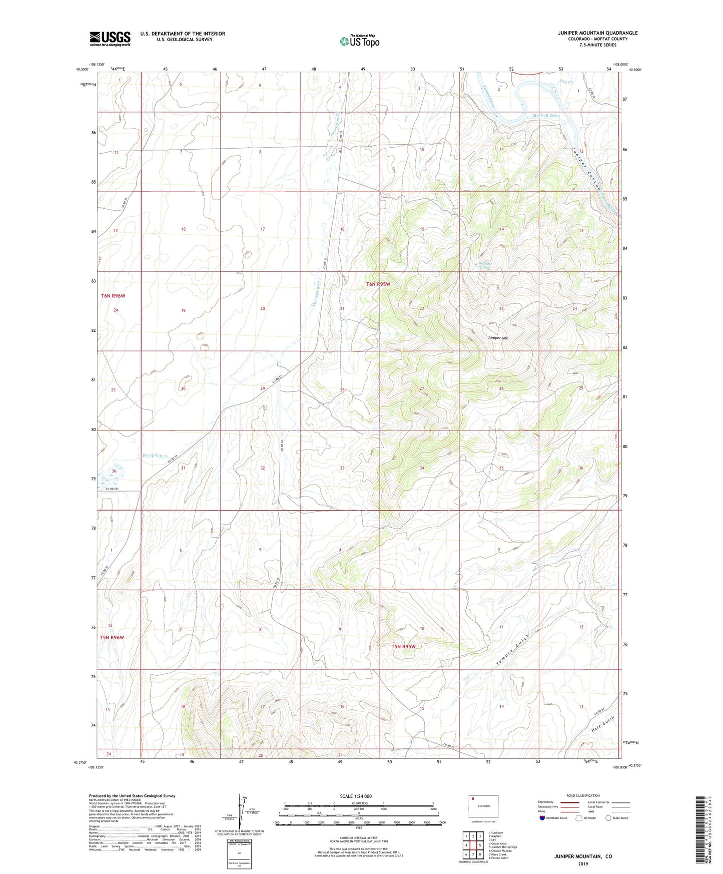 Juniper Mountain Colorado US Topo Map Image