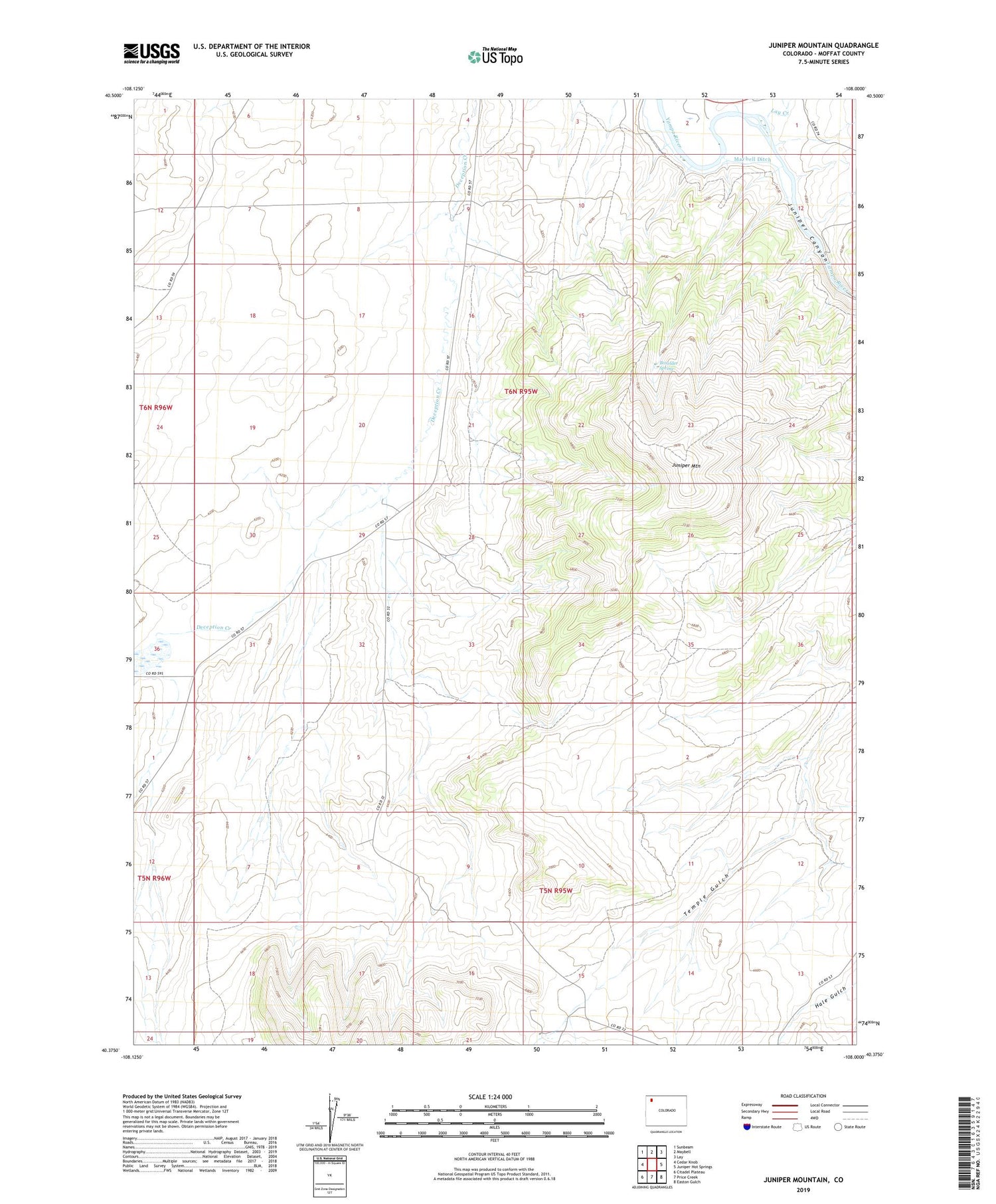 Juniper Mountain Colorado US Topo Map Image