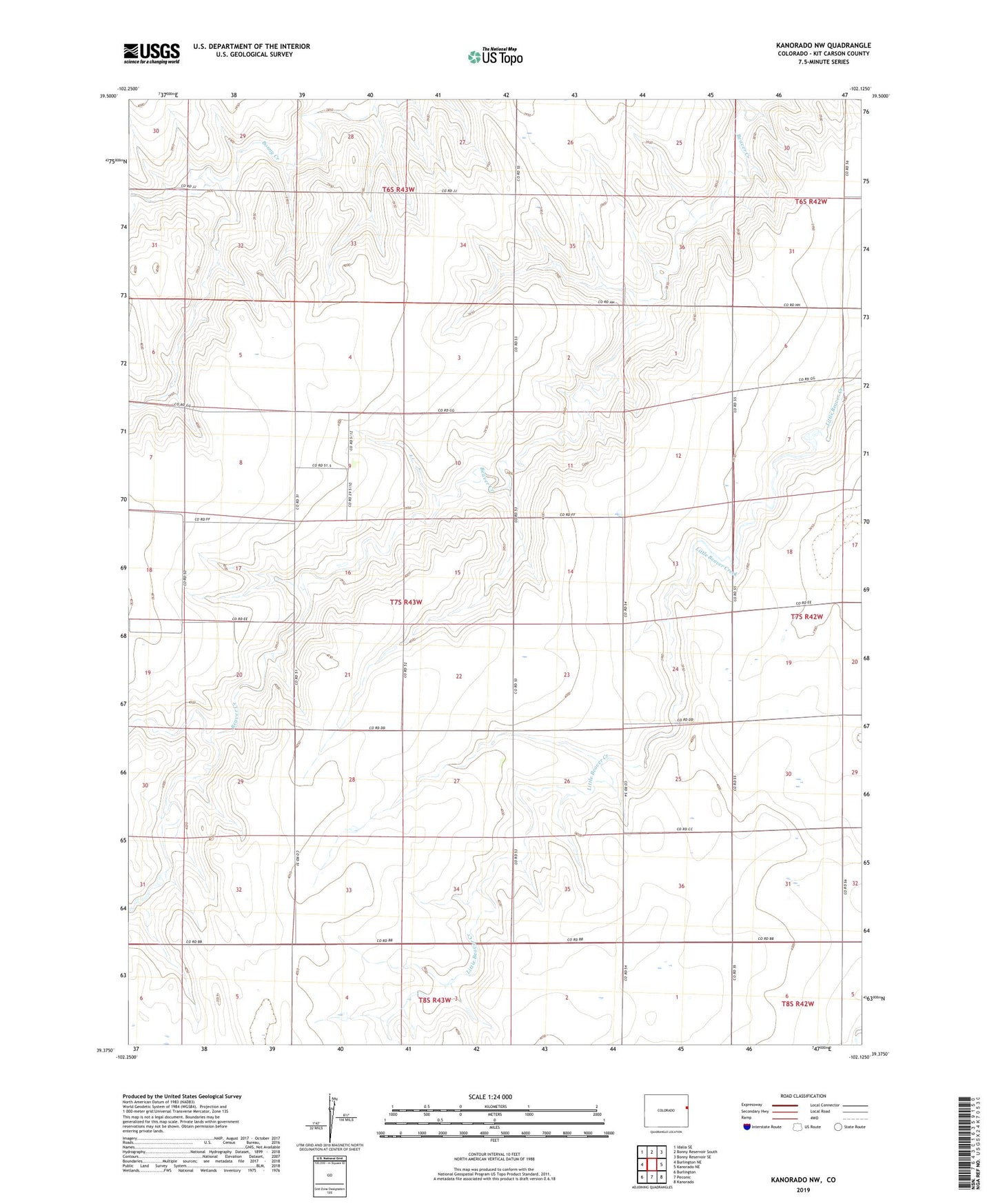 Kanorado NW Colorado US Topo Map Image