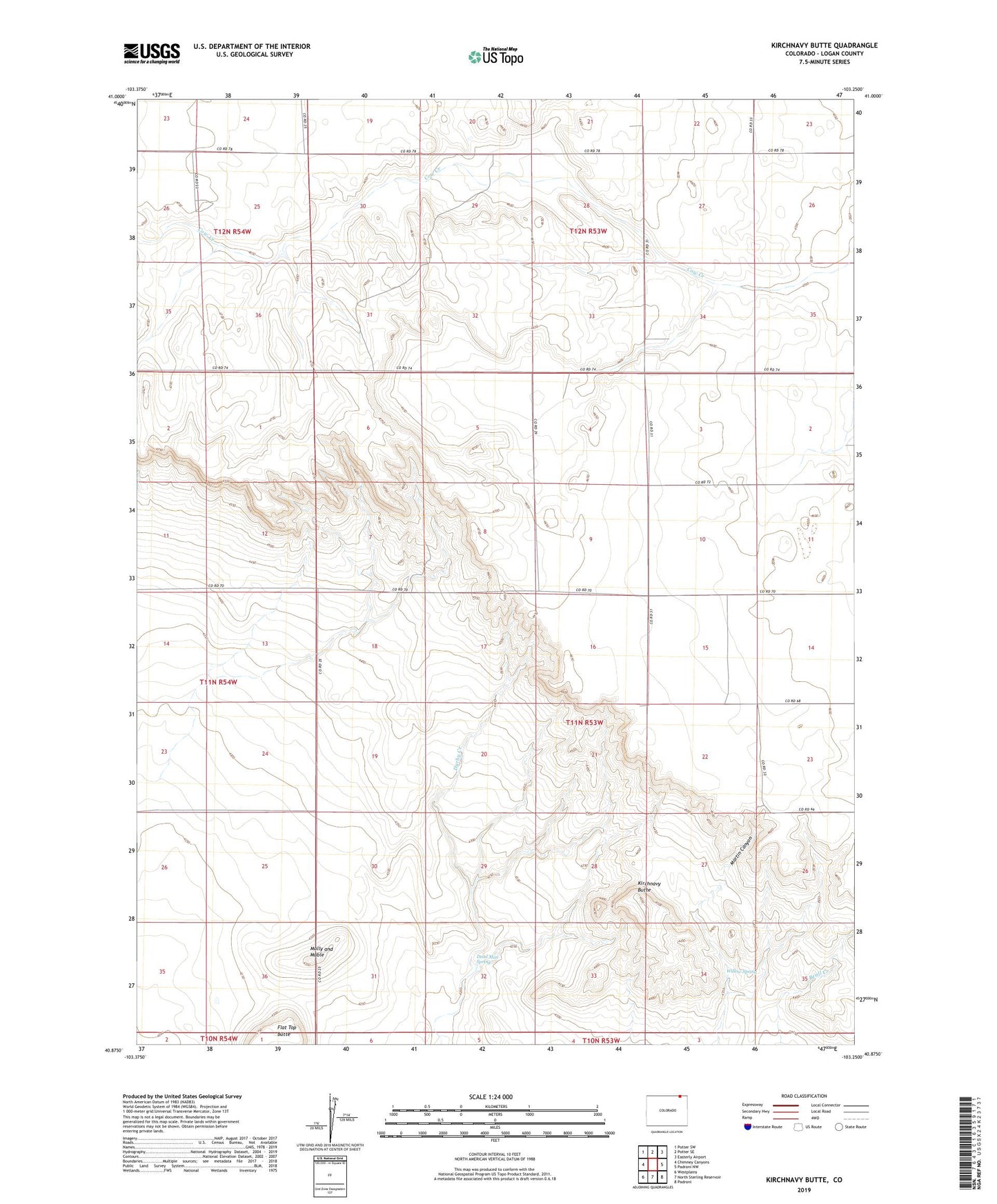 Kirchnavy Butte Colorado US Topo Map Image