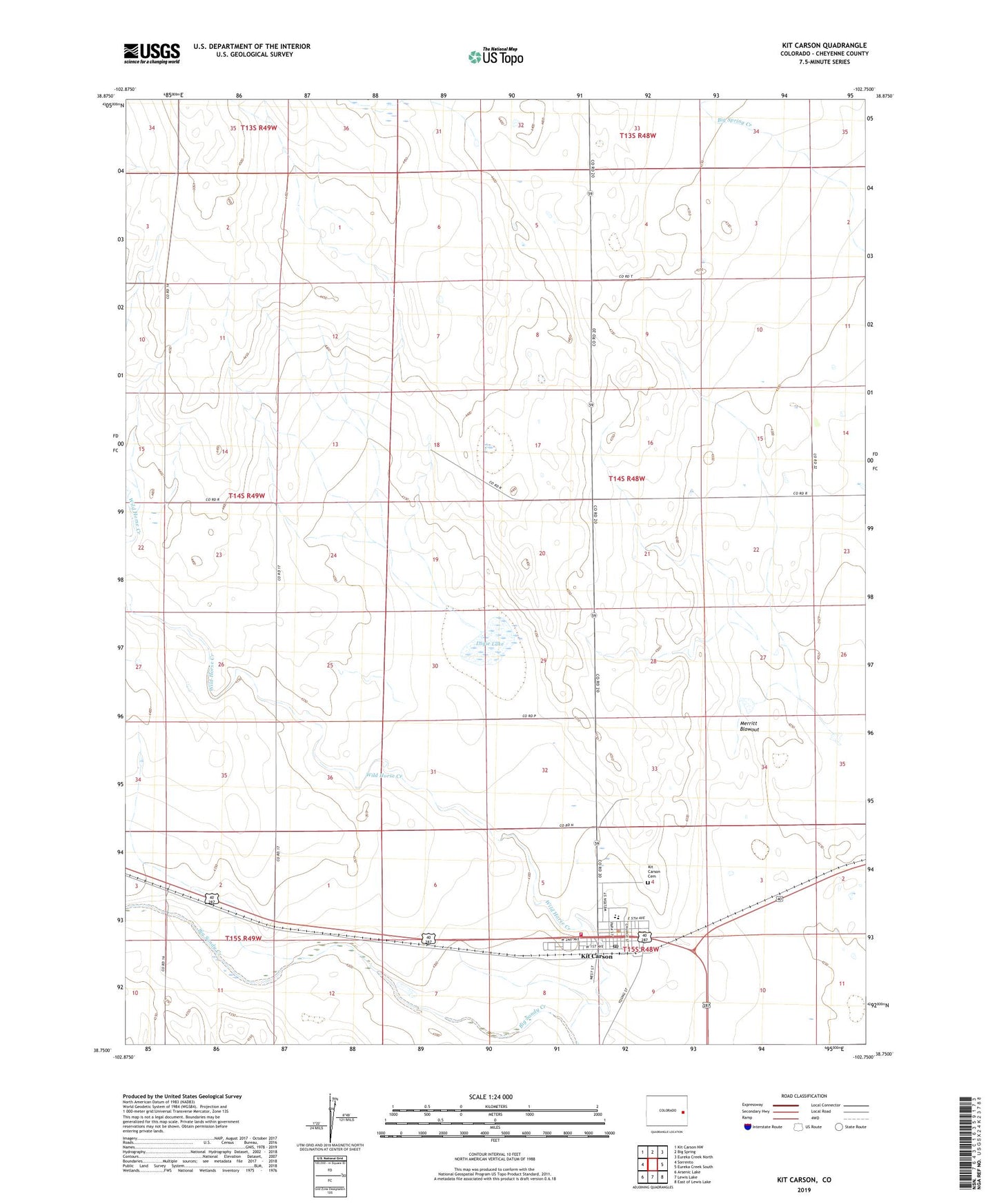 Kit Carson Colorado US Topo Map Image