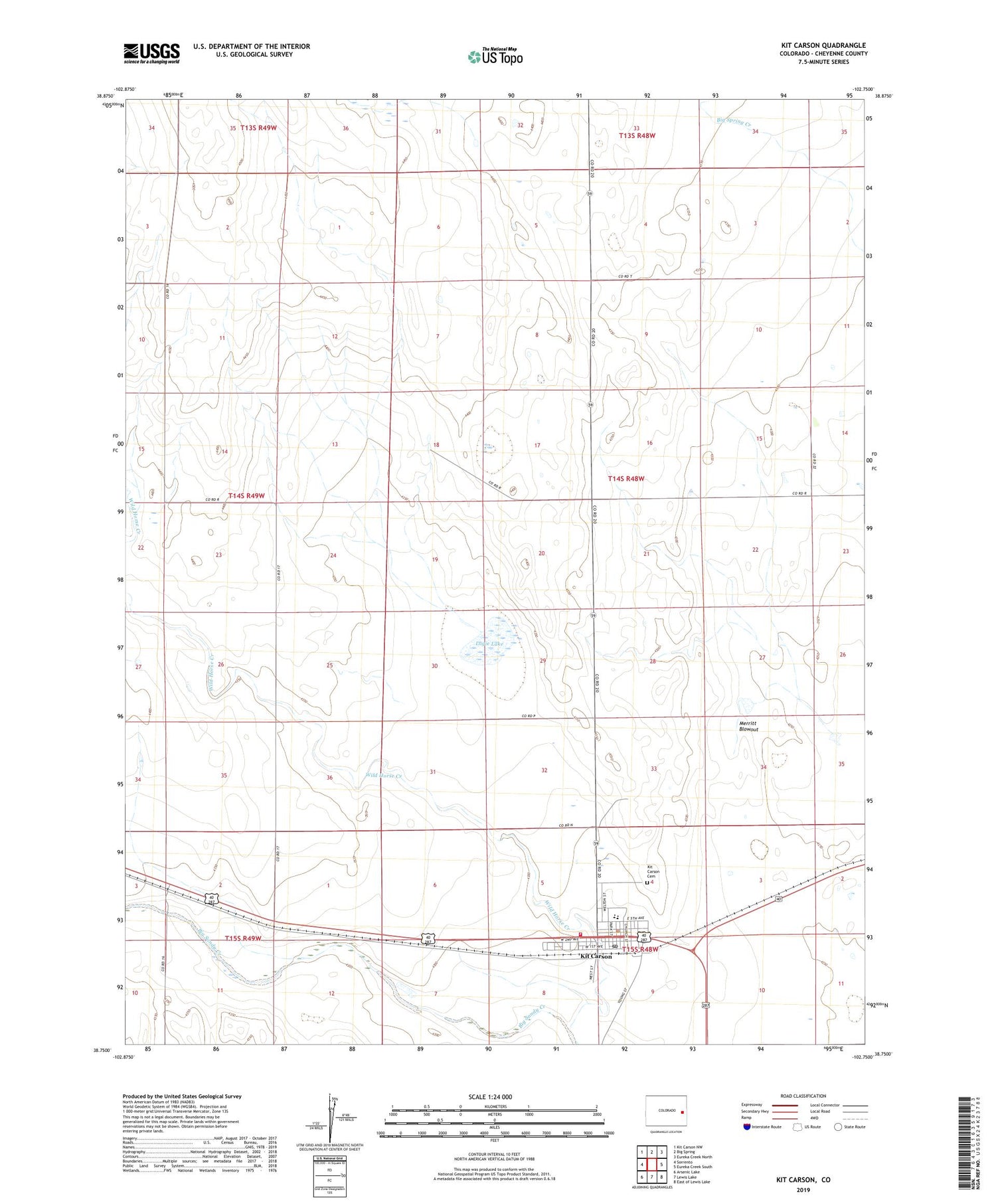 Kit Carson Colorado US Topo Map Image