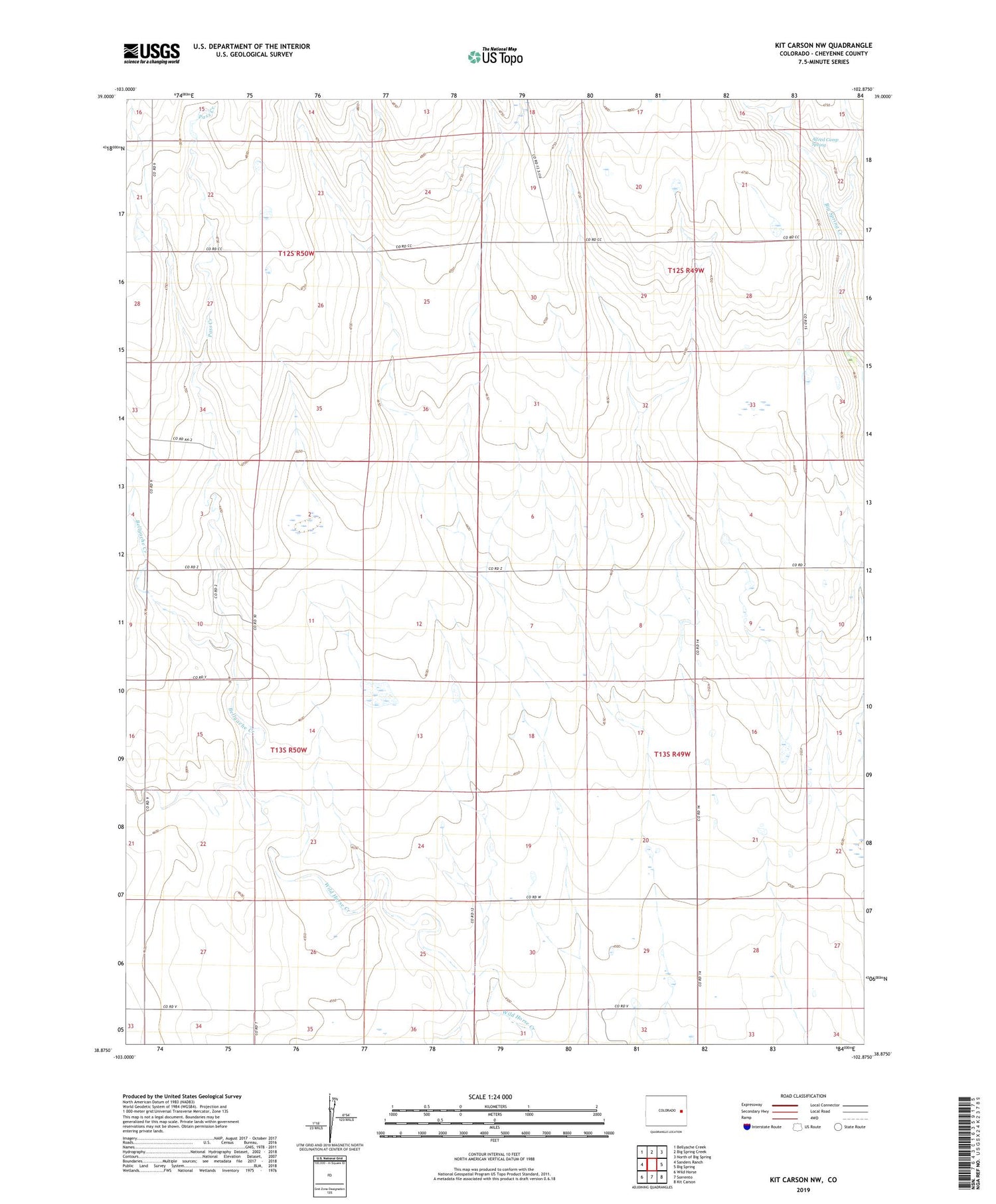 Kit Carson NW Colorado US Topo Map Image