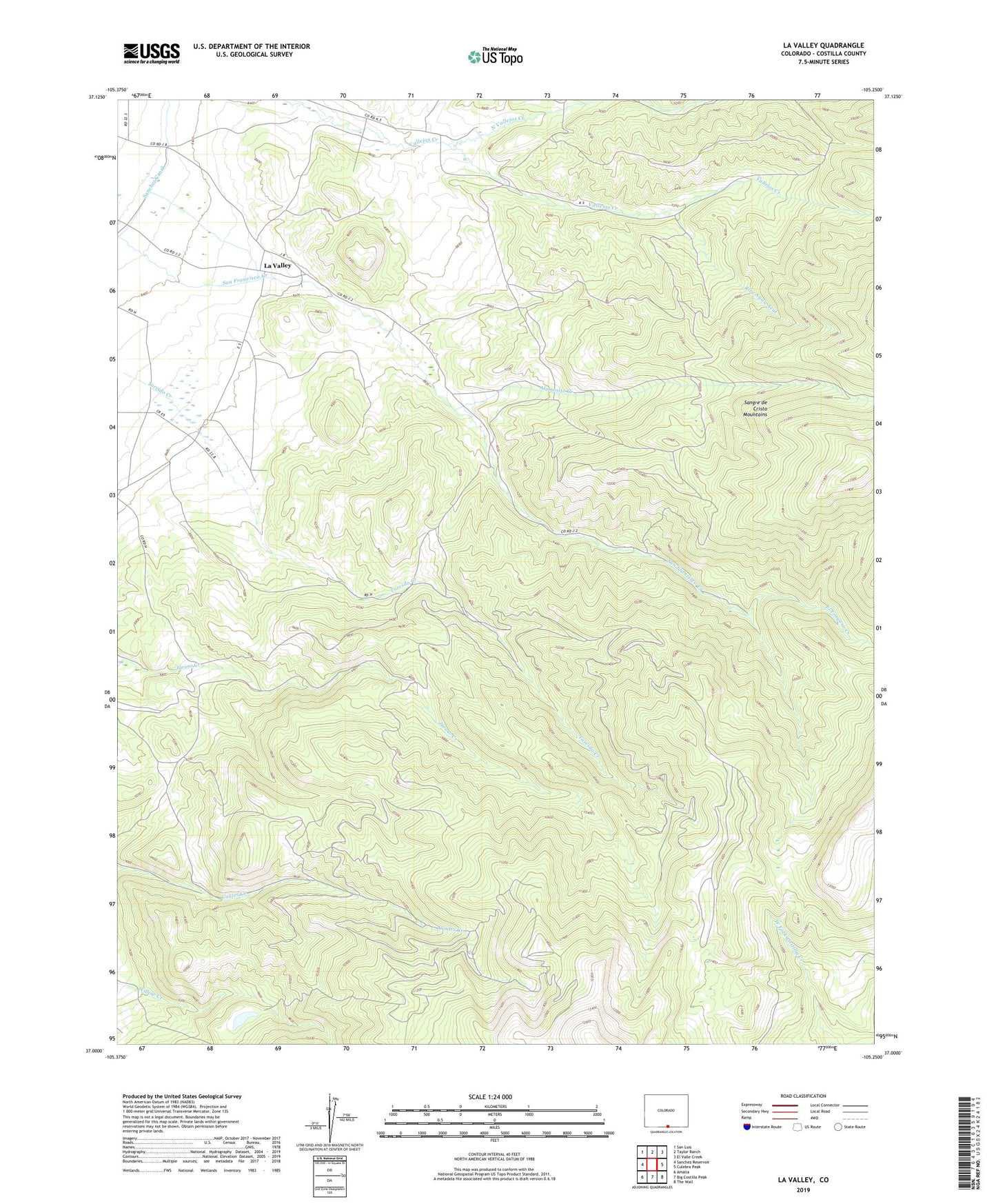 La Valley Colorado US Topo Map Image