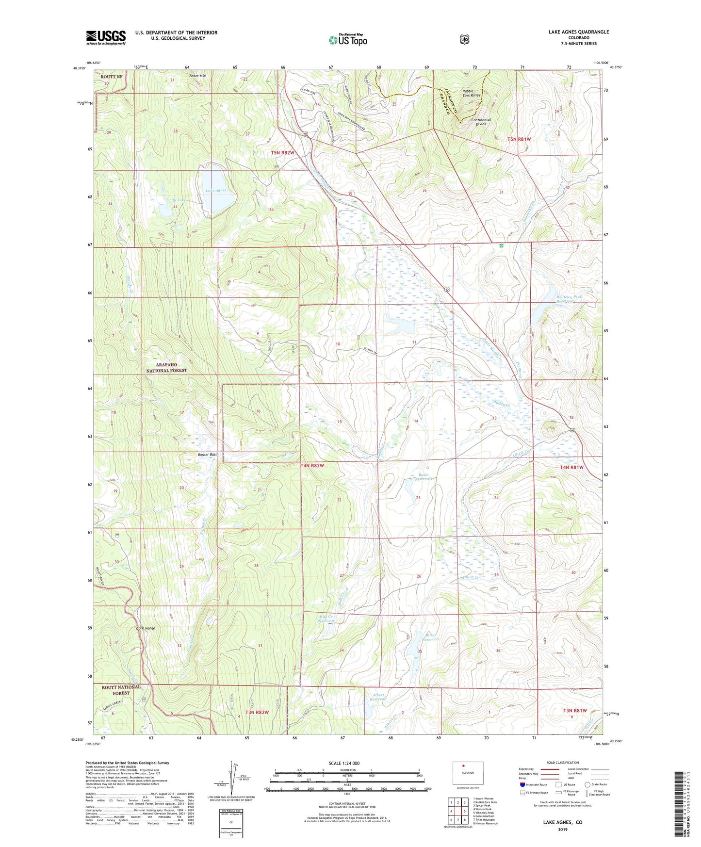 Lake Agnes Colorado US Topo Map Image