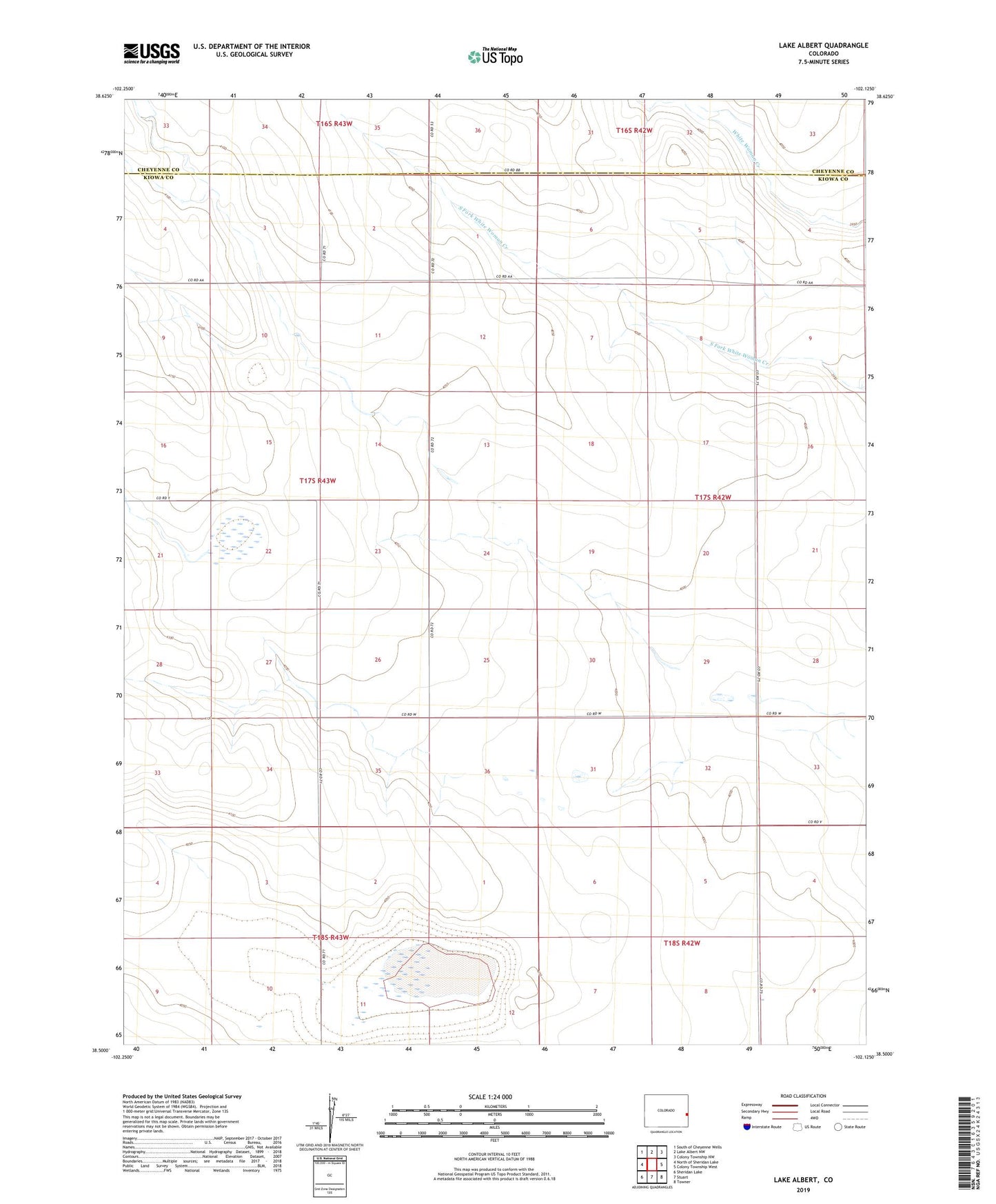 Lake Albert Colorado US Topo Map Image