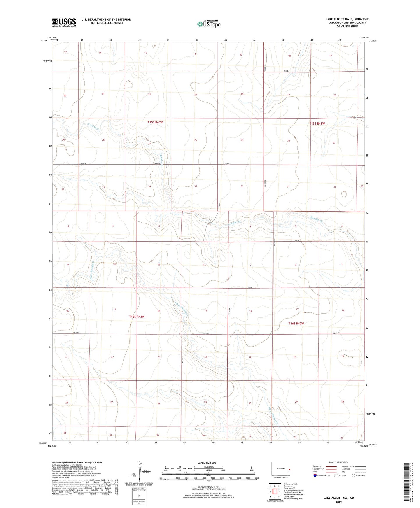 Lake Albert NW Colorado US Topo Map Image
