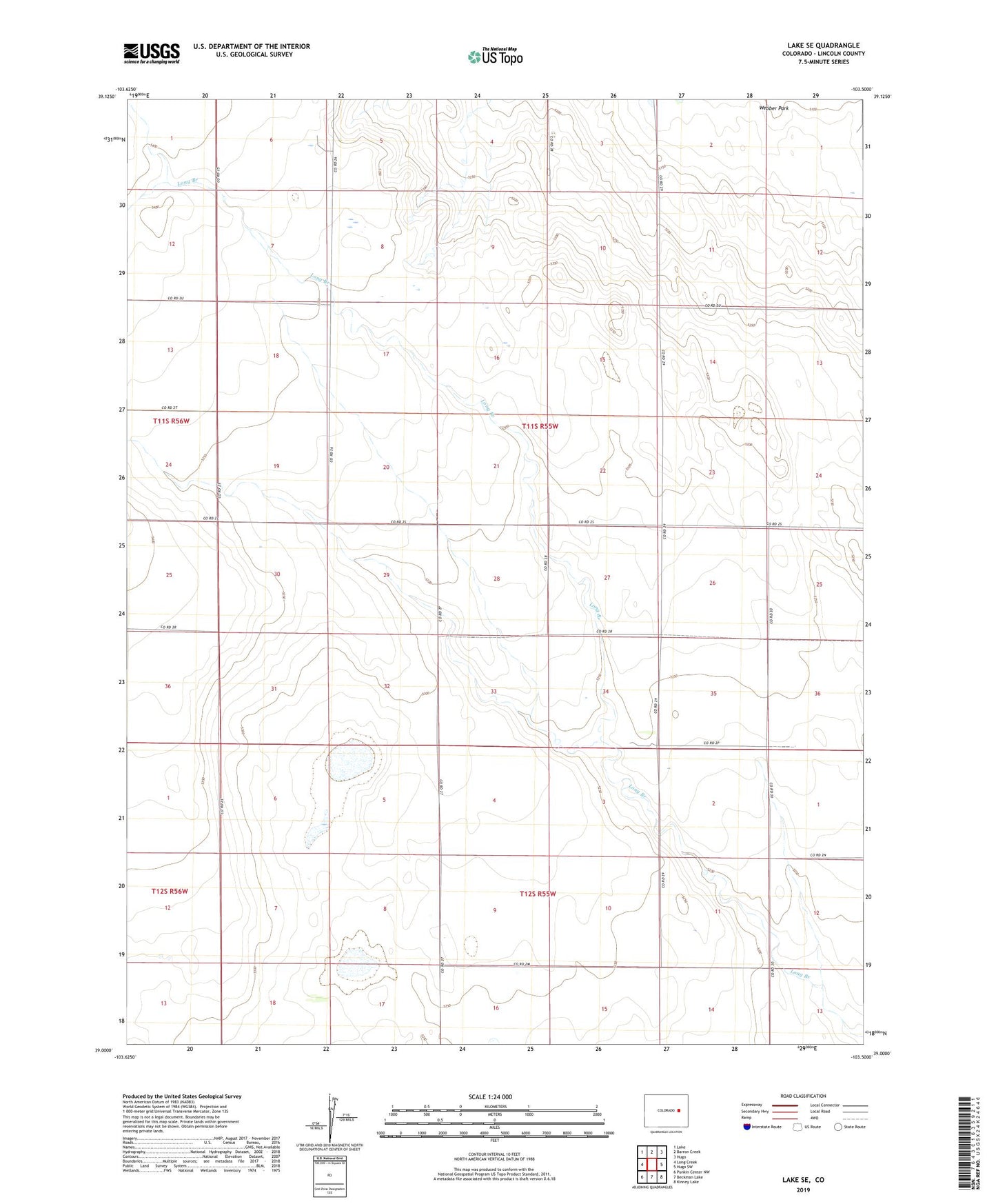 Lake SE Colorado US Topo Map Image