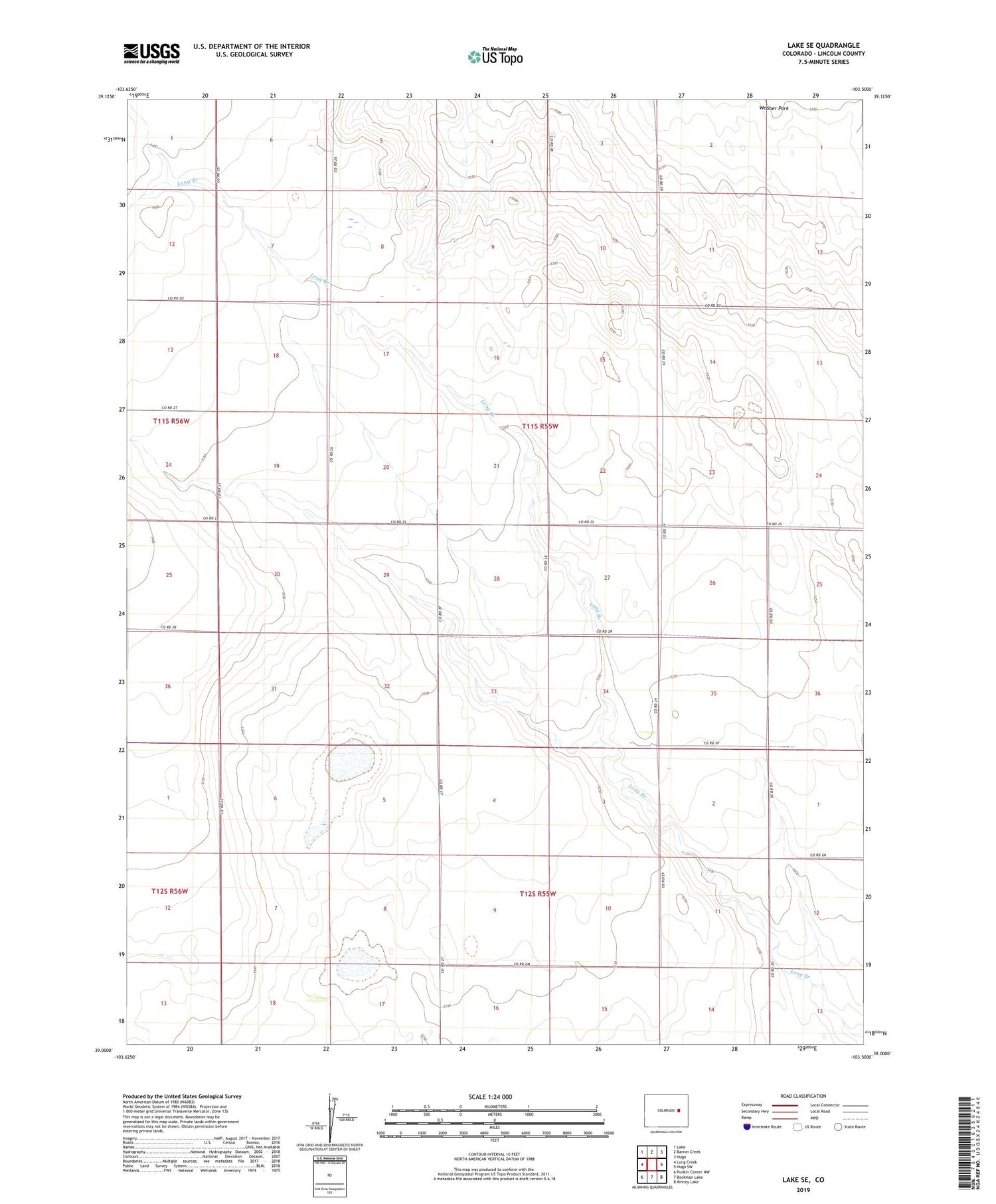 Lake SE Colorado US Topo Map Image